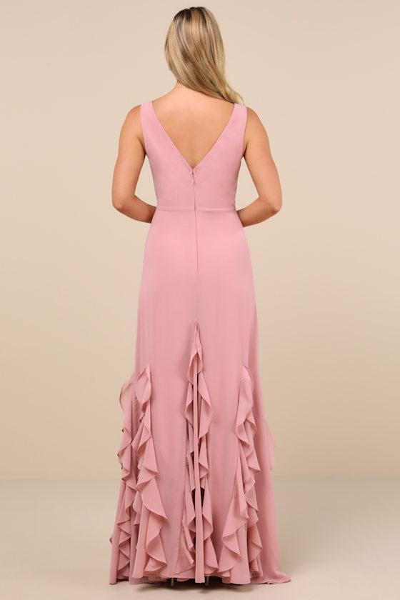 Alorna Rose Pink Sleeveless Ruffled Maxi Dress Product Image