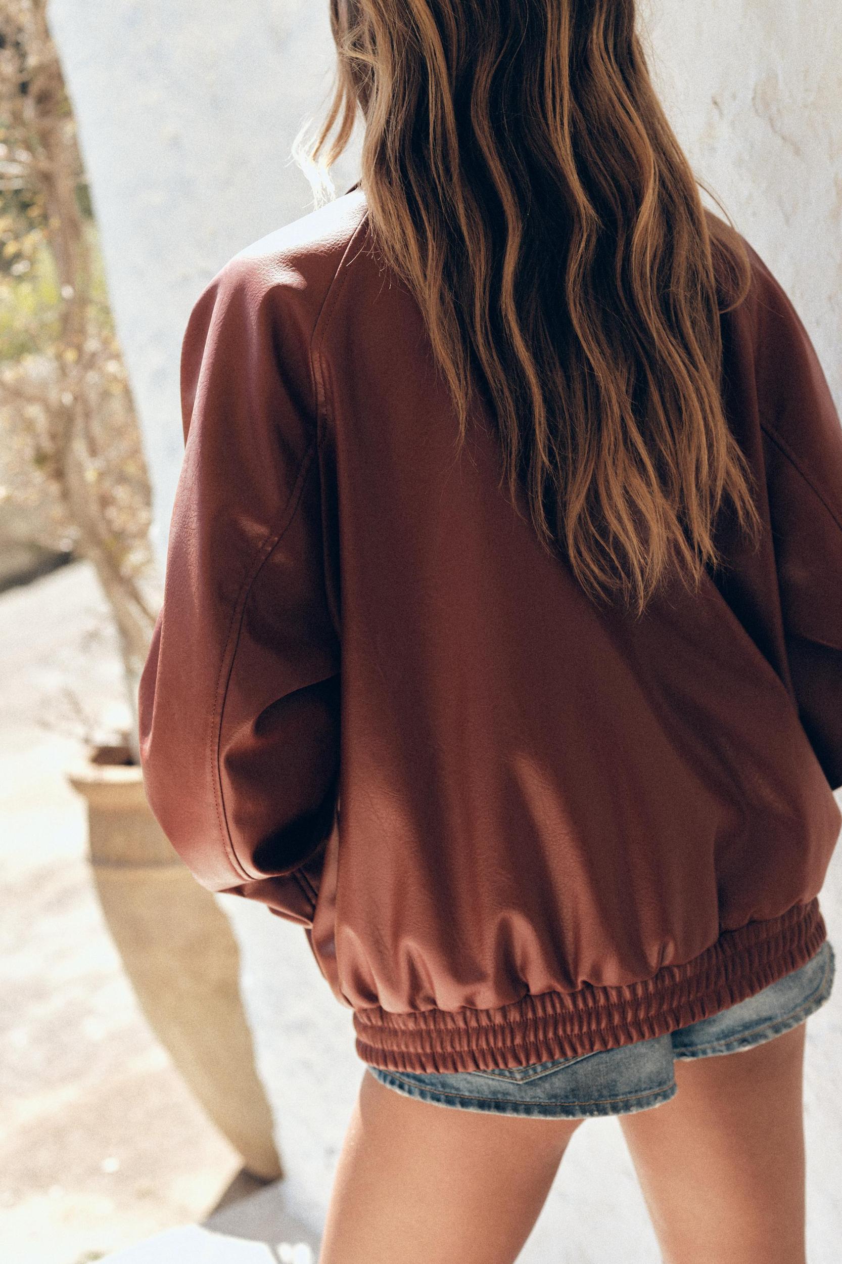 FAUX LEATHER BOMBER JACKET Product Image