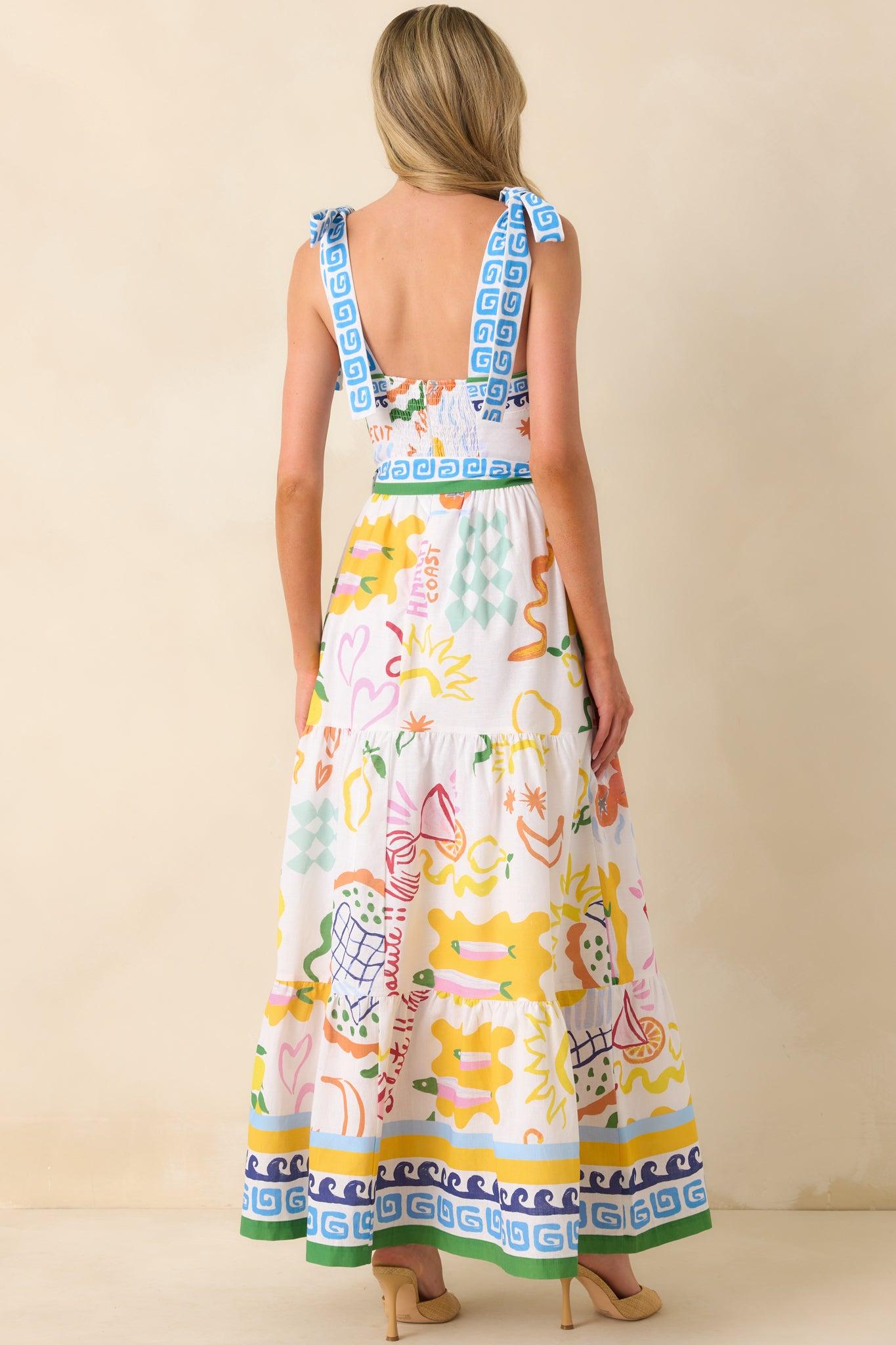 Prosperina Gemma Multi Print Linen Blend Maxi Dress Product Image