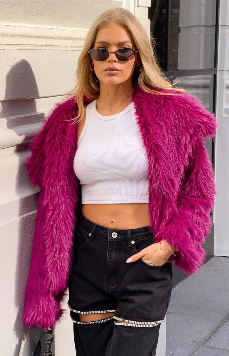 Sophie Purple Faux Fur Jacket Product Image