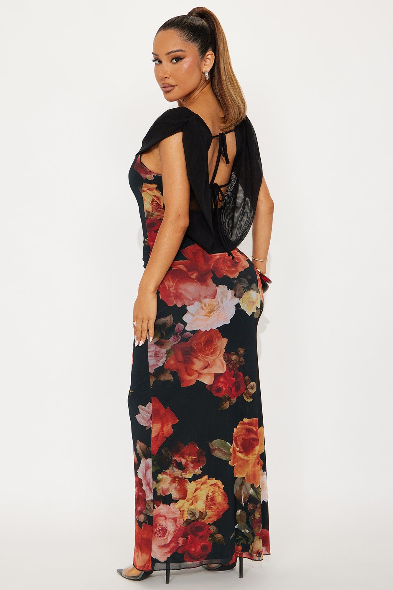 Karol Backless Mesh Maxi Dress - Black/combo Female Product Image