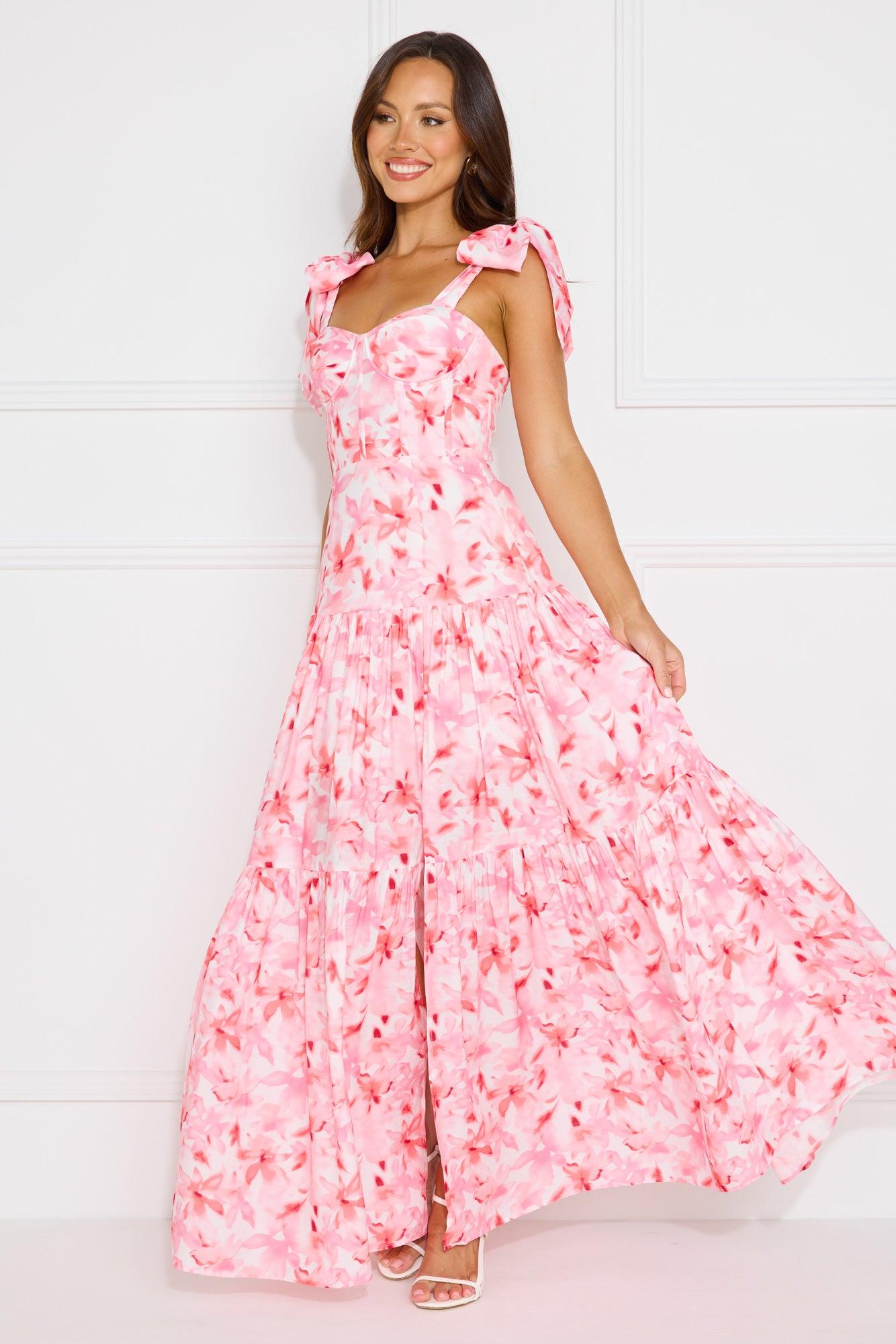 Flirty Dreams Maxi Dress Pink Product Image