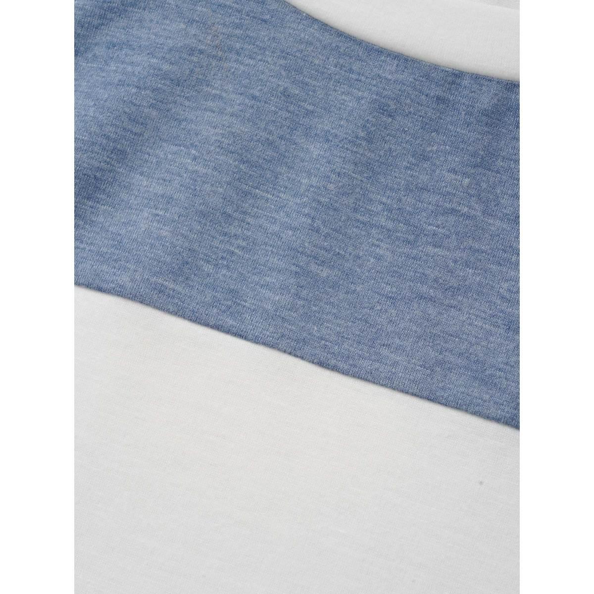 Plus Size Supersoft Essentials Patchwork Contrast T-shirt White Women Casual Contrast Plain Round Neck Everyday T-shirts BloomChic 14-16/1X Product Image