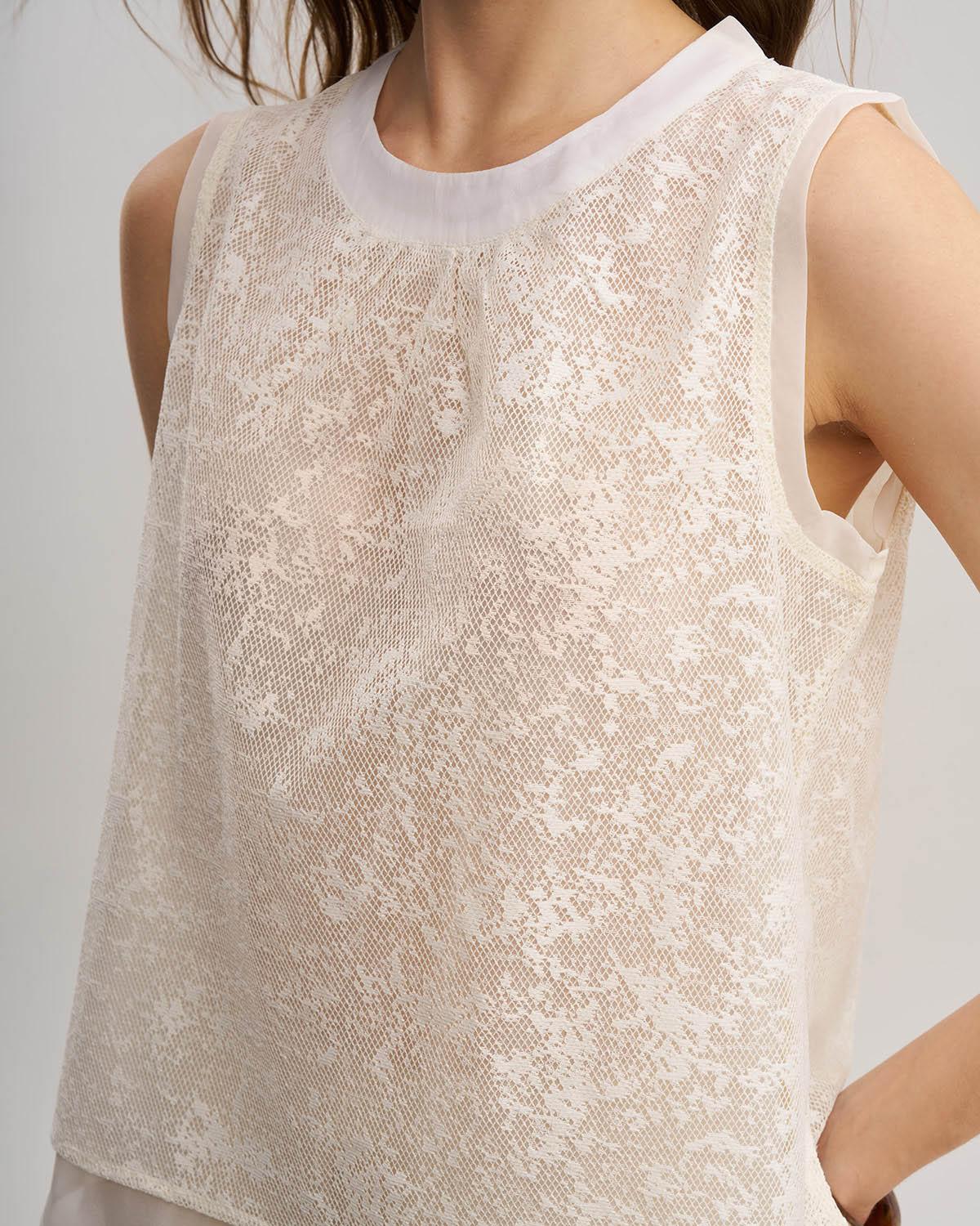 Apricot Round Neck See Through Tank Top Product Image