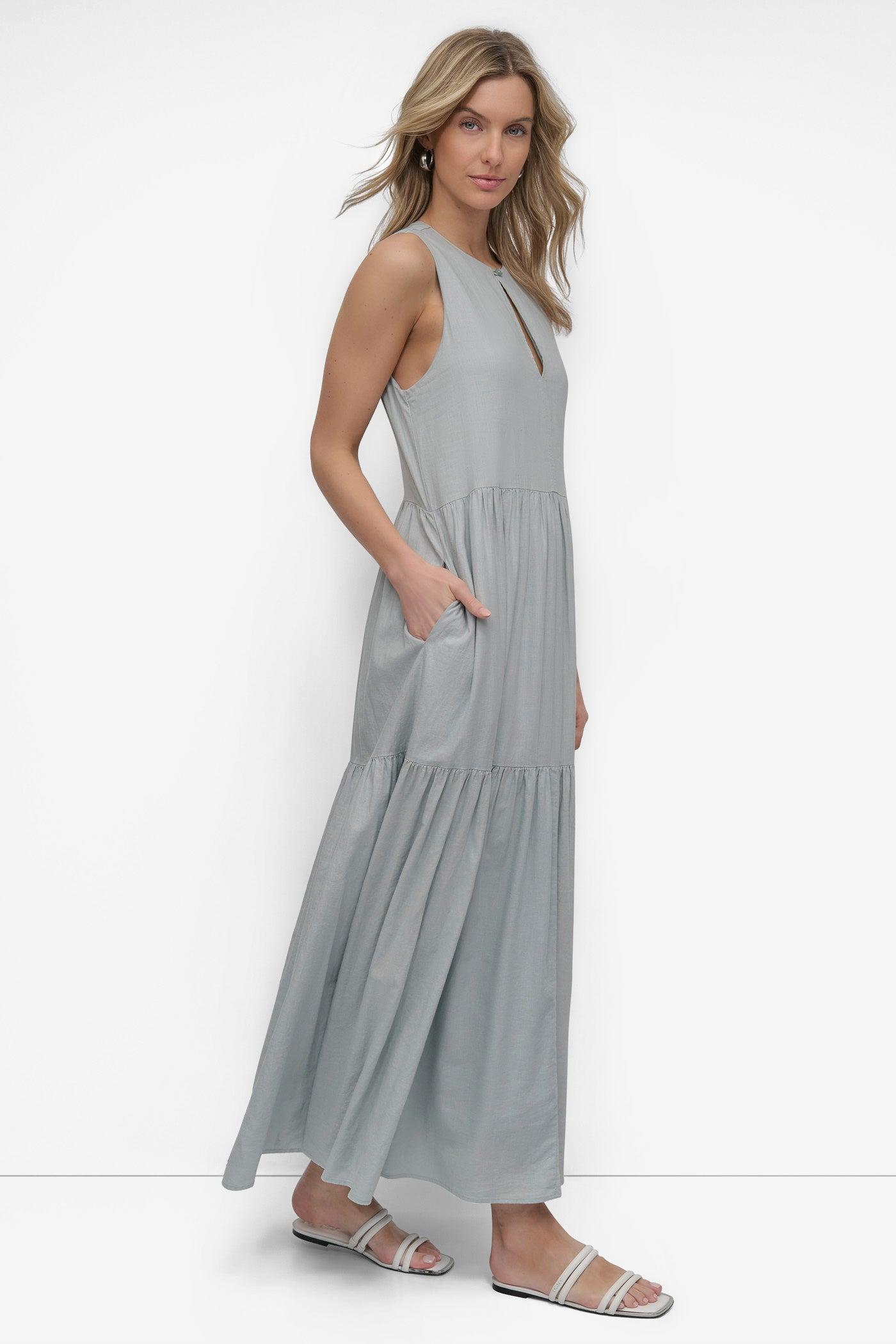 LINEN SLEEVELESS TIERED MAXI Product Image