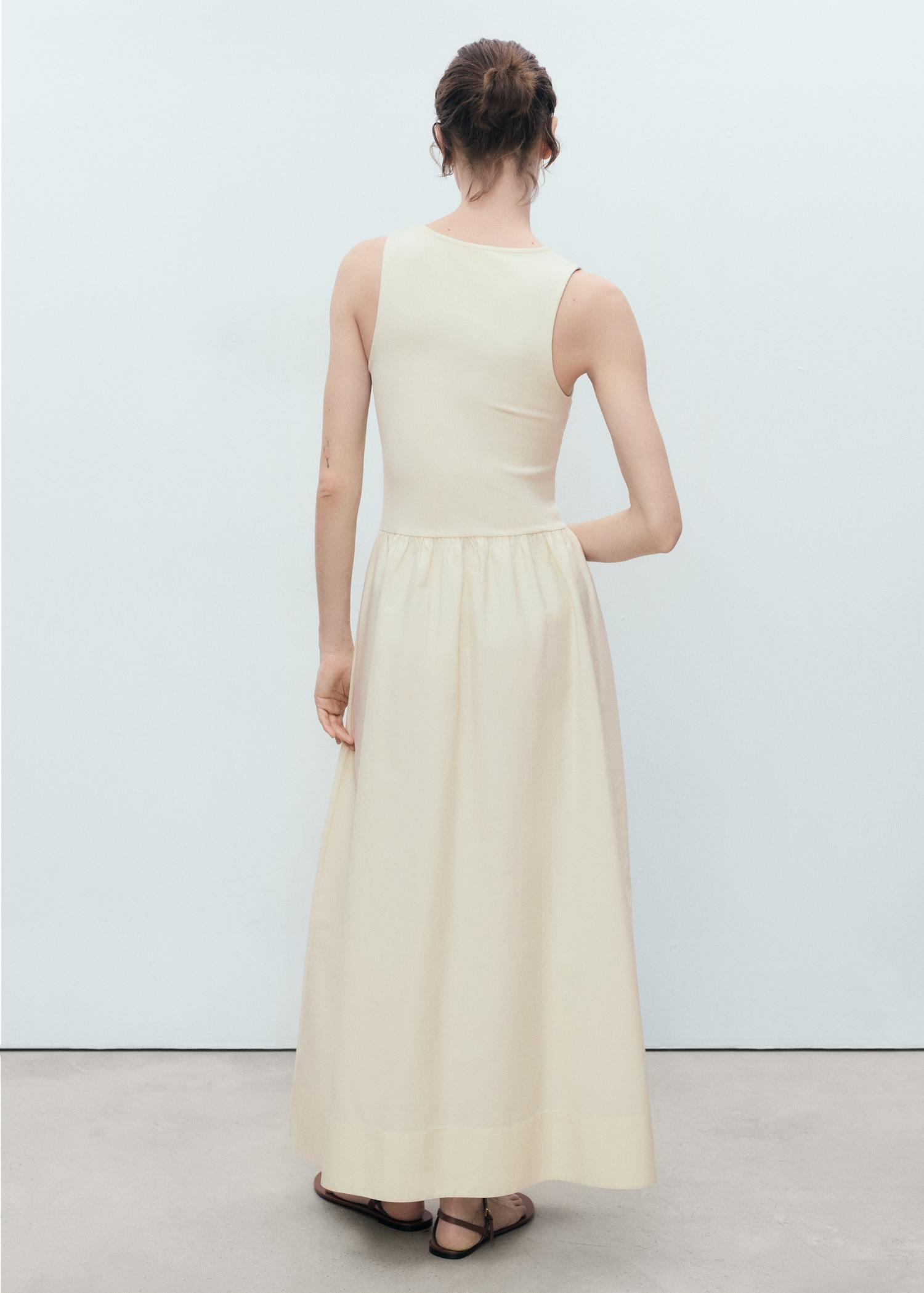 Flared dress in combined fabric - Women | MANGO USA Product Image