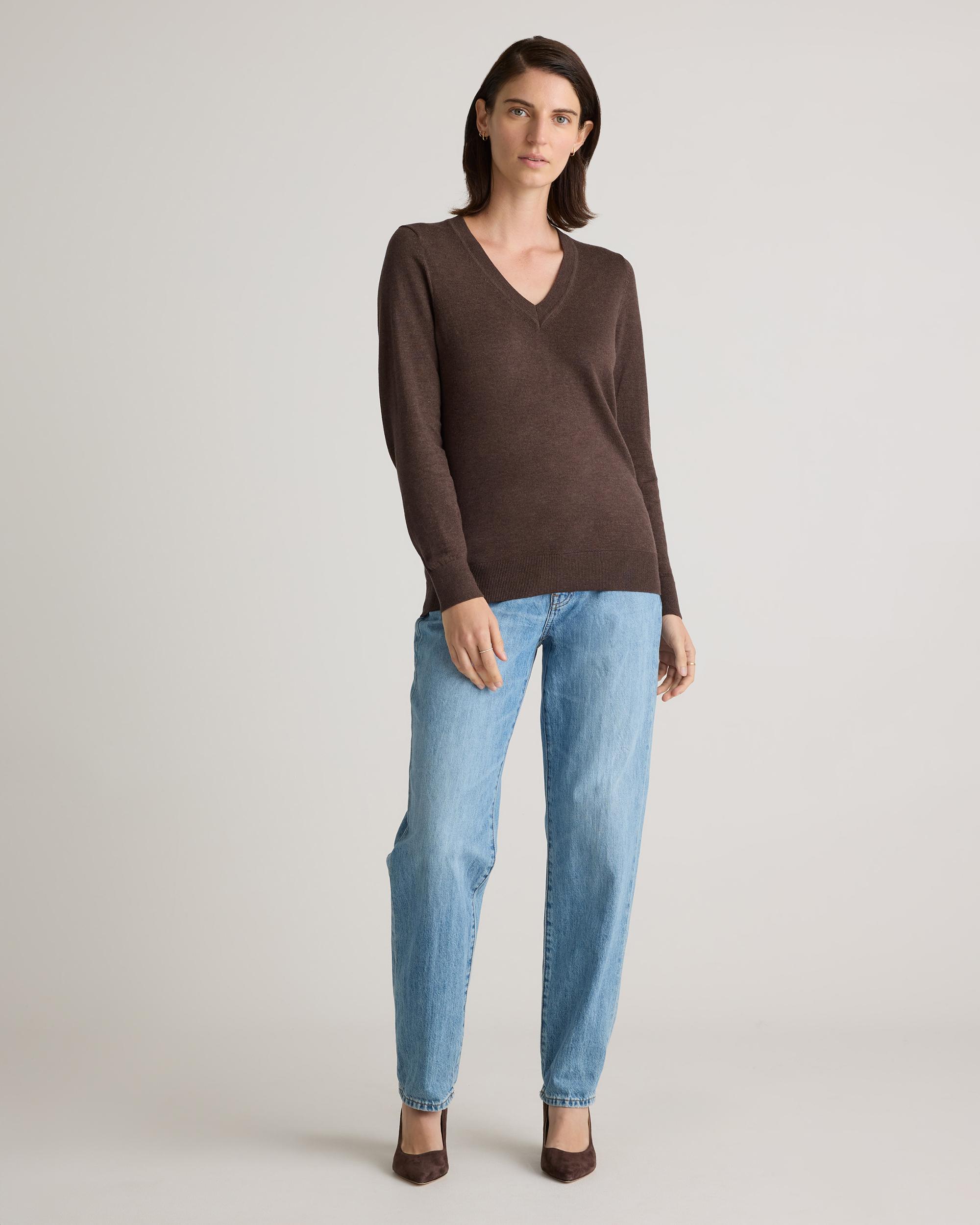 Quince | Women's Lightweight Cotton Cashmere V-Neck Sweater Size XS, Organic Cotton Product Image
