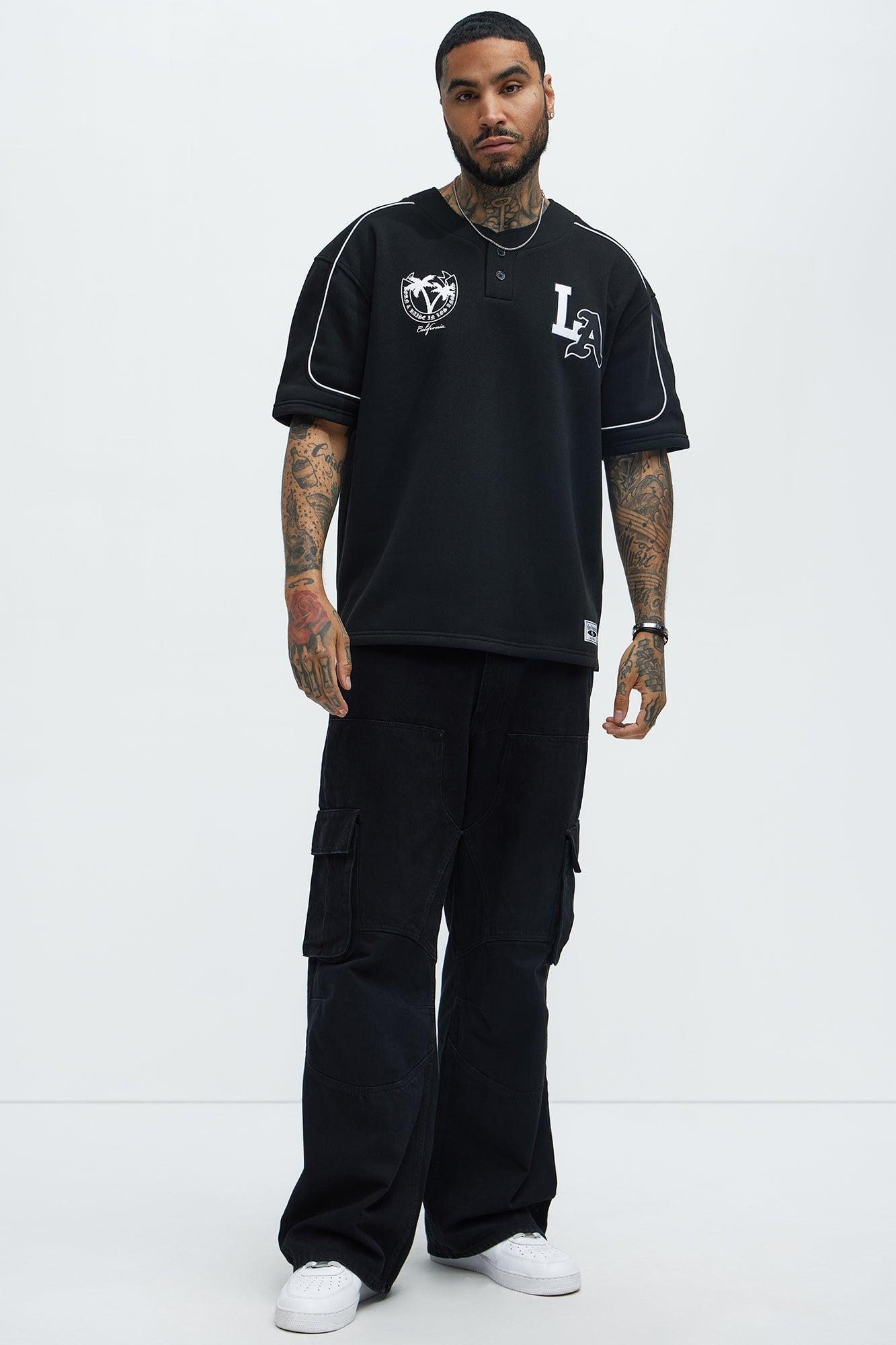 LA California Short Sleeve Henley - Black Product Image