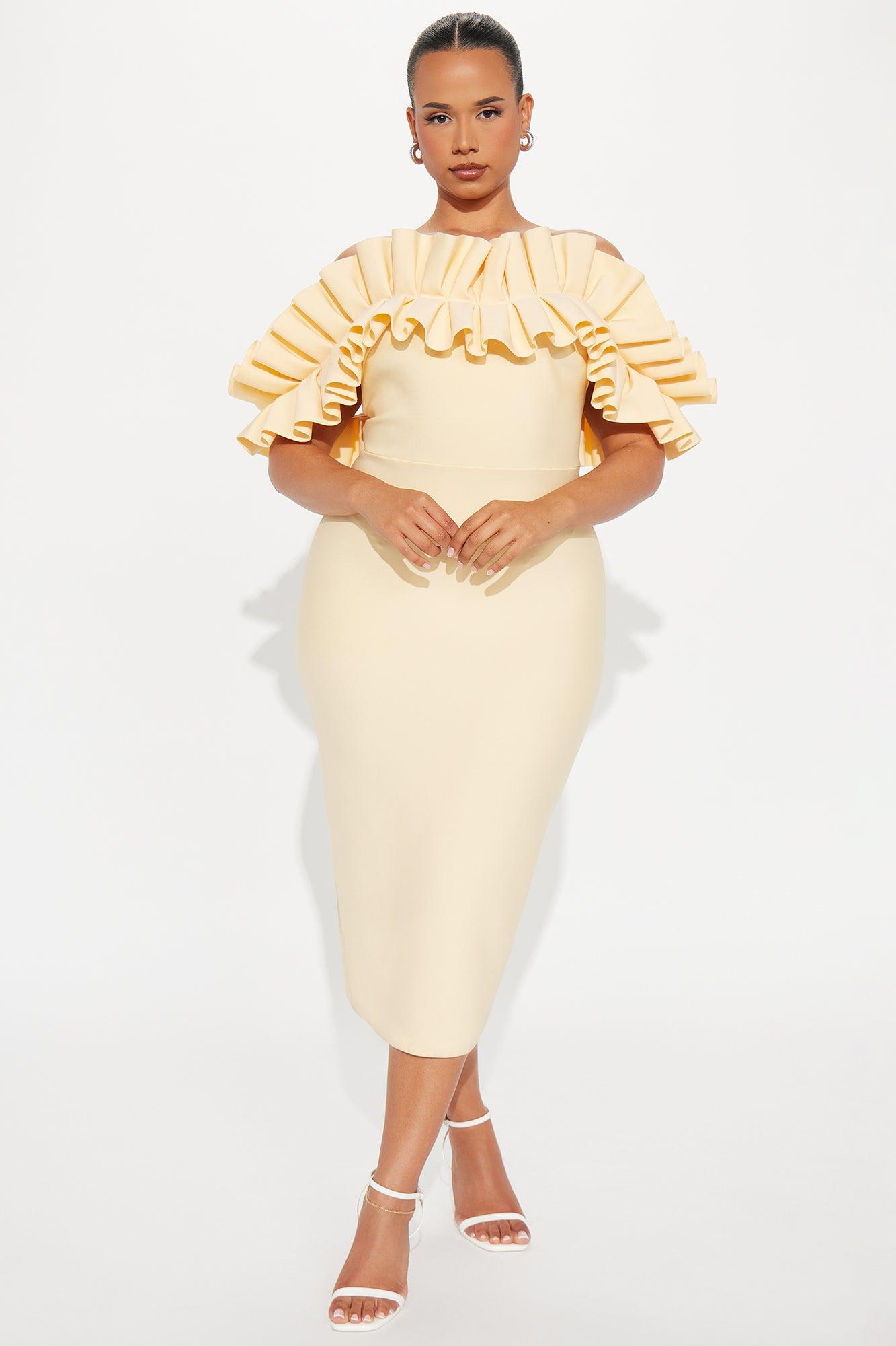 Statements Like This Midi Dress - Butter Yellow Product Image