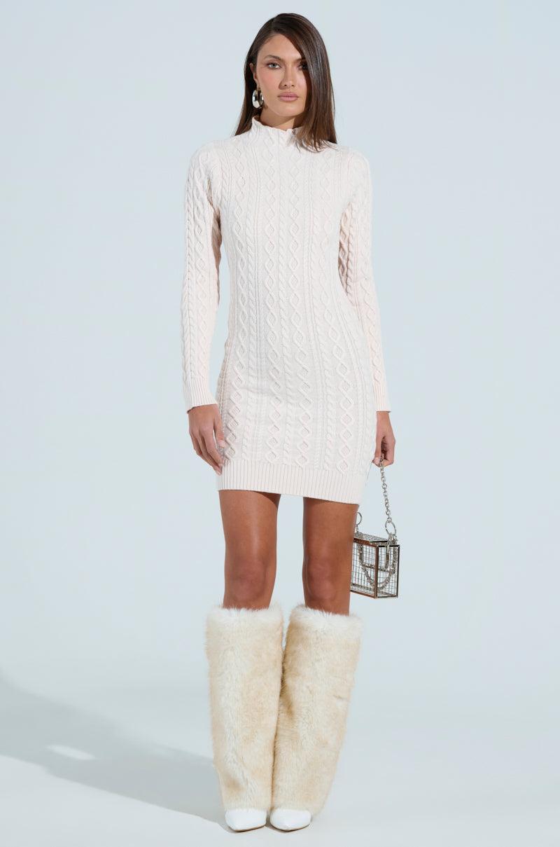 FASHIONABLY LATE CABLEKNIT MINI DRESS Product Image
