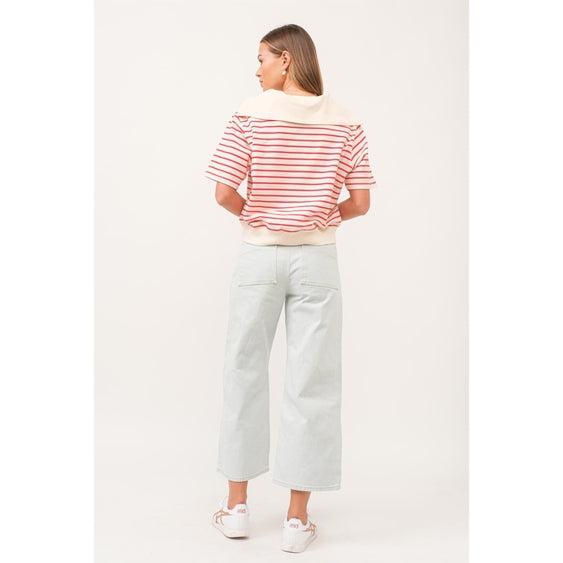 Sailor Collar Striped Top Product Image