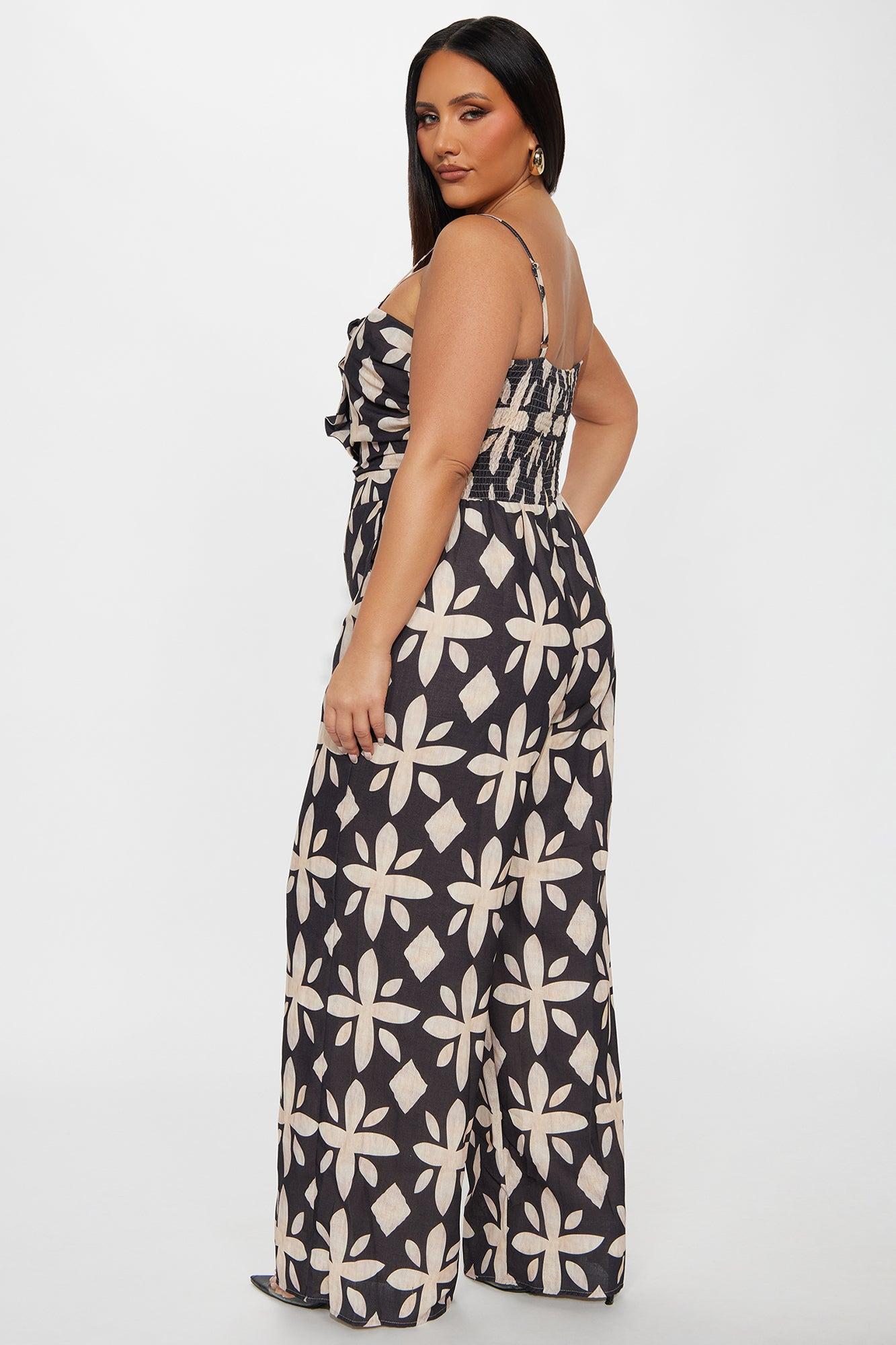 Francesca Linen Jumpsuit - Charcoal/combo Female Product Image