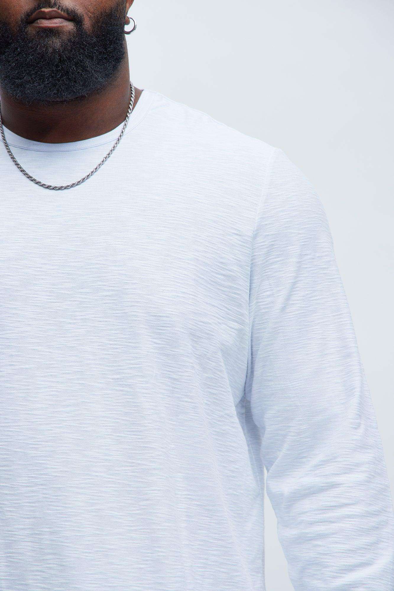 Asher Slub Texture Long Sleeve Tee - White Product Image