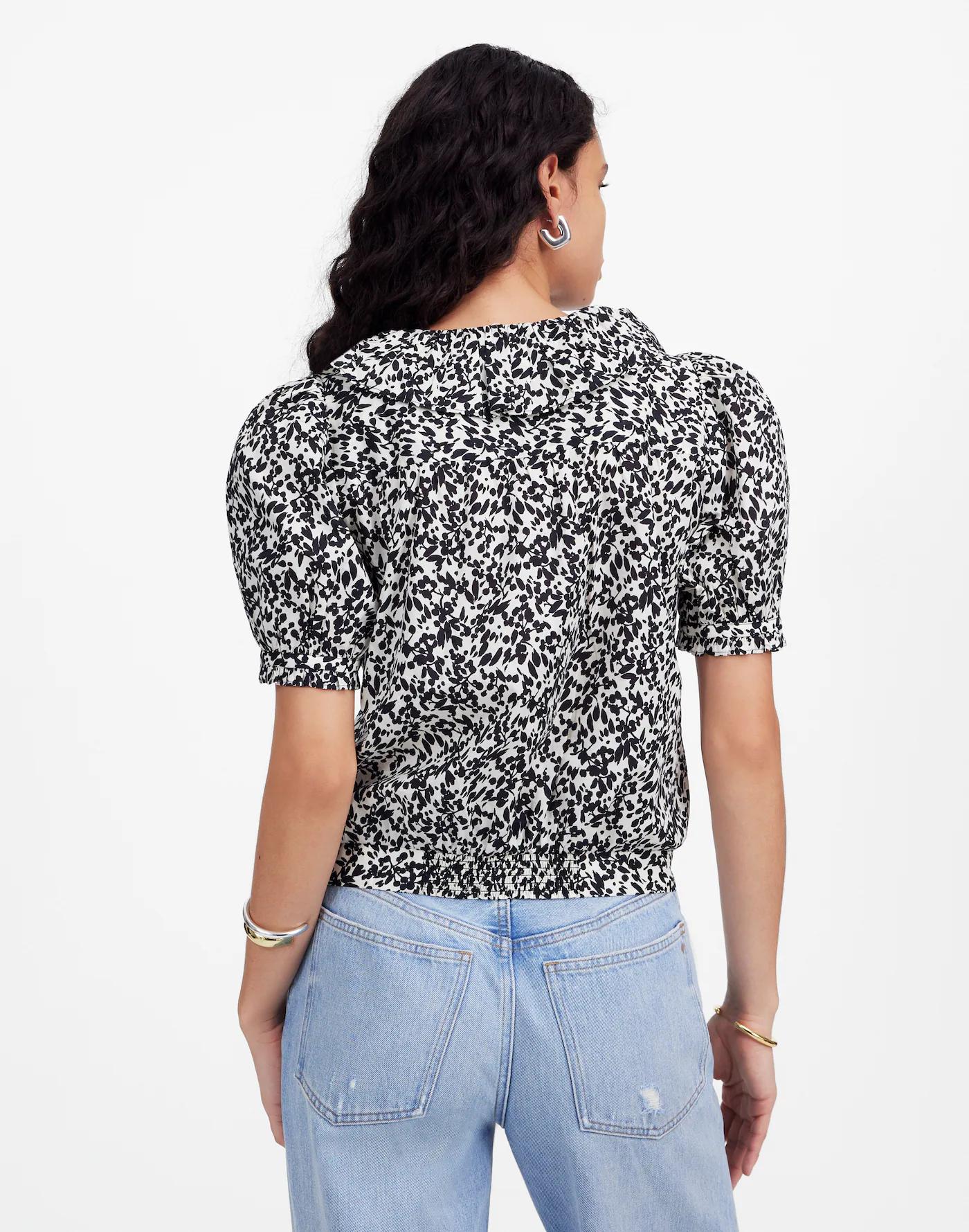 Ruffled Button-Front Top in Floral Product Image