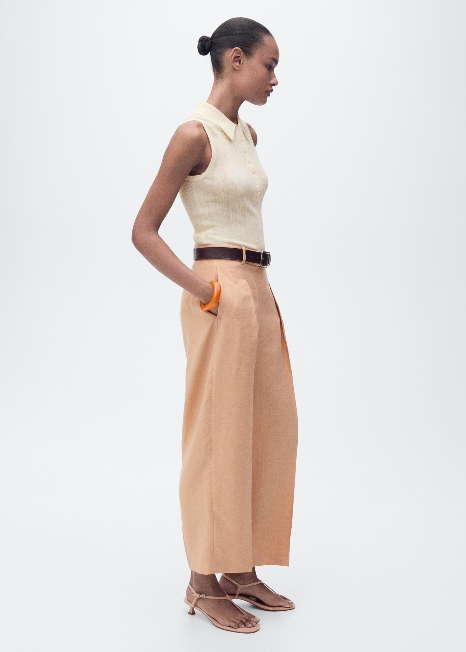 Polo-neck knitted top - Women | MANGO USA Product Image