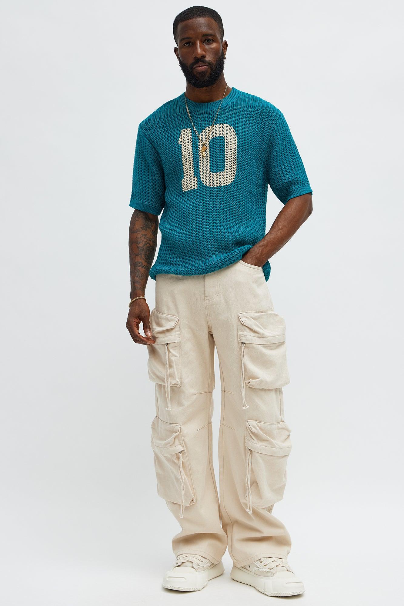 Printed Textured Knit Short Sleeve Tee - Green Male Product Image