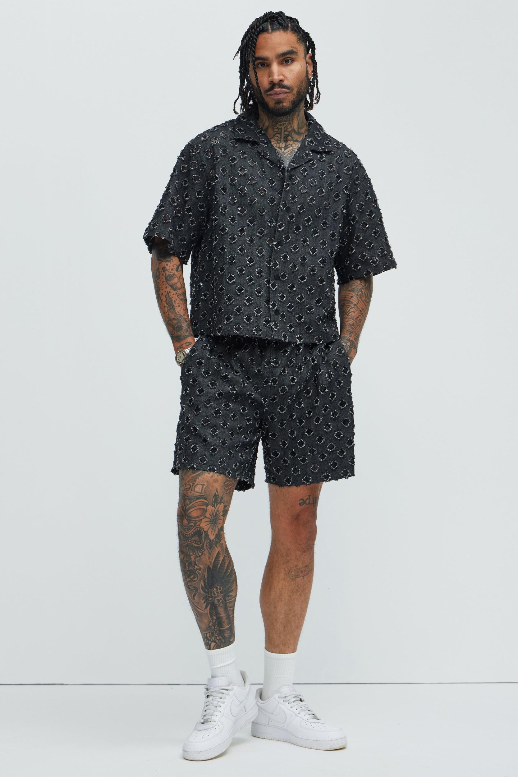 Bravo Cropped Button Up Shirt - Black Product Image