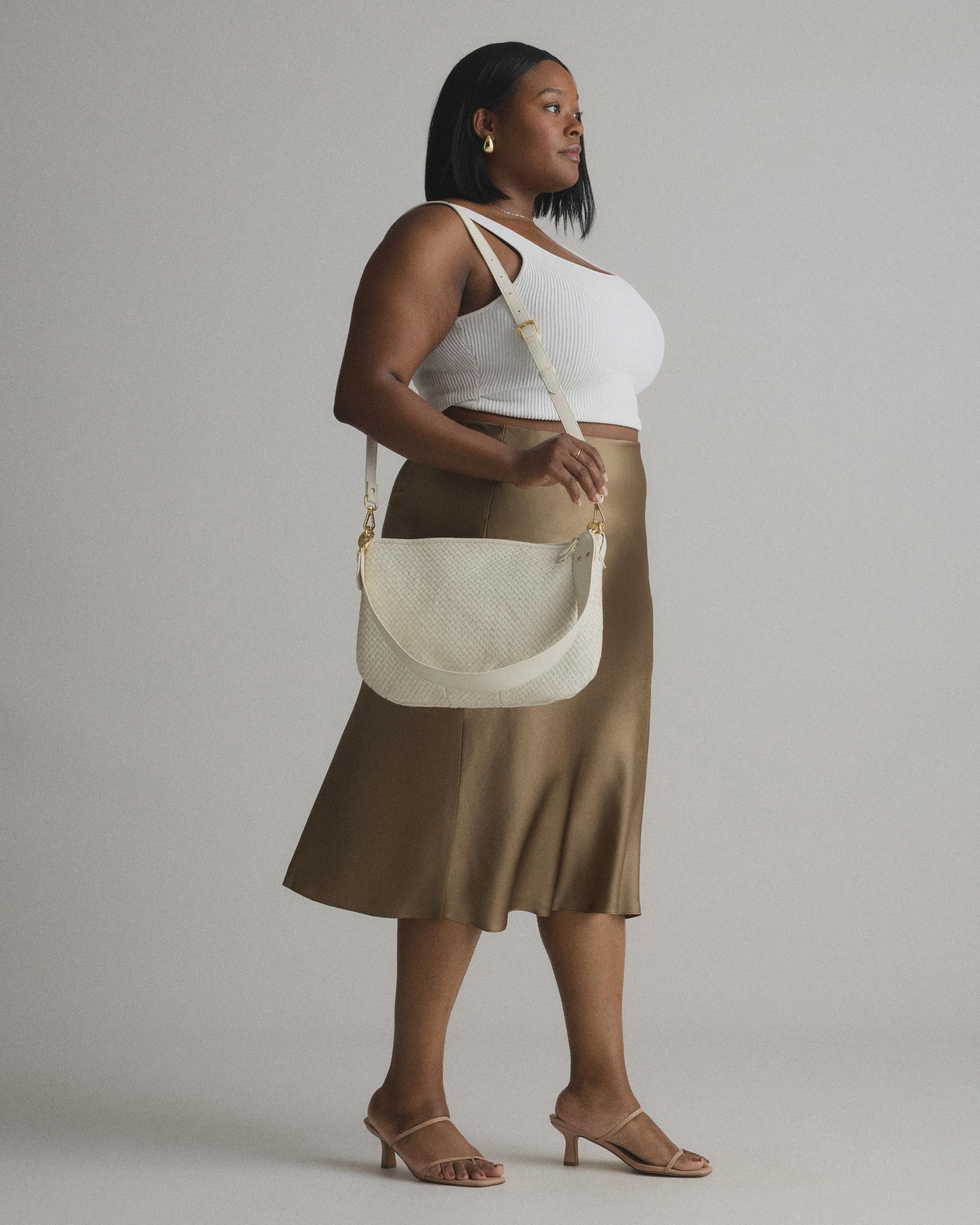 Quince | Women's Italian Leather Convertible Crescent Handwoven Shoulder Bag Product Image