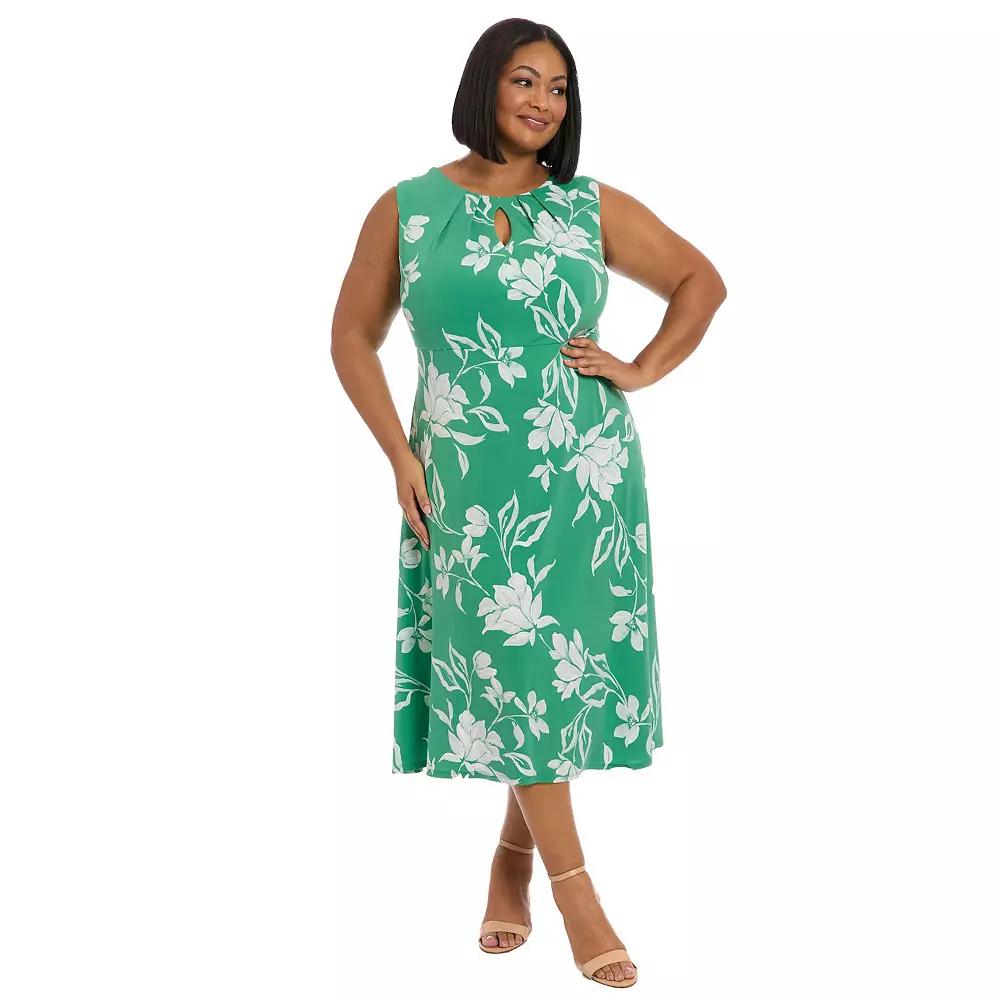 Plus Size London Times Keyhole Midi Dress, Women's, Size: 14 W, Green Product Image