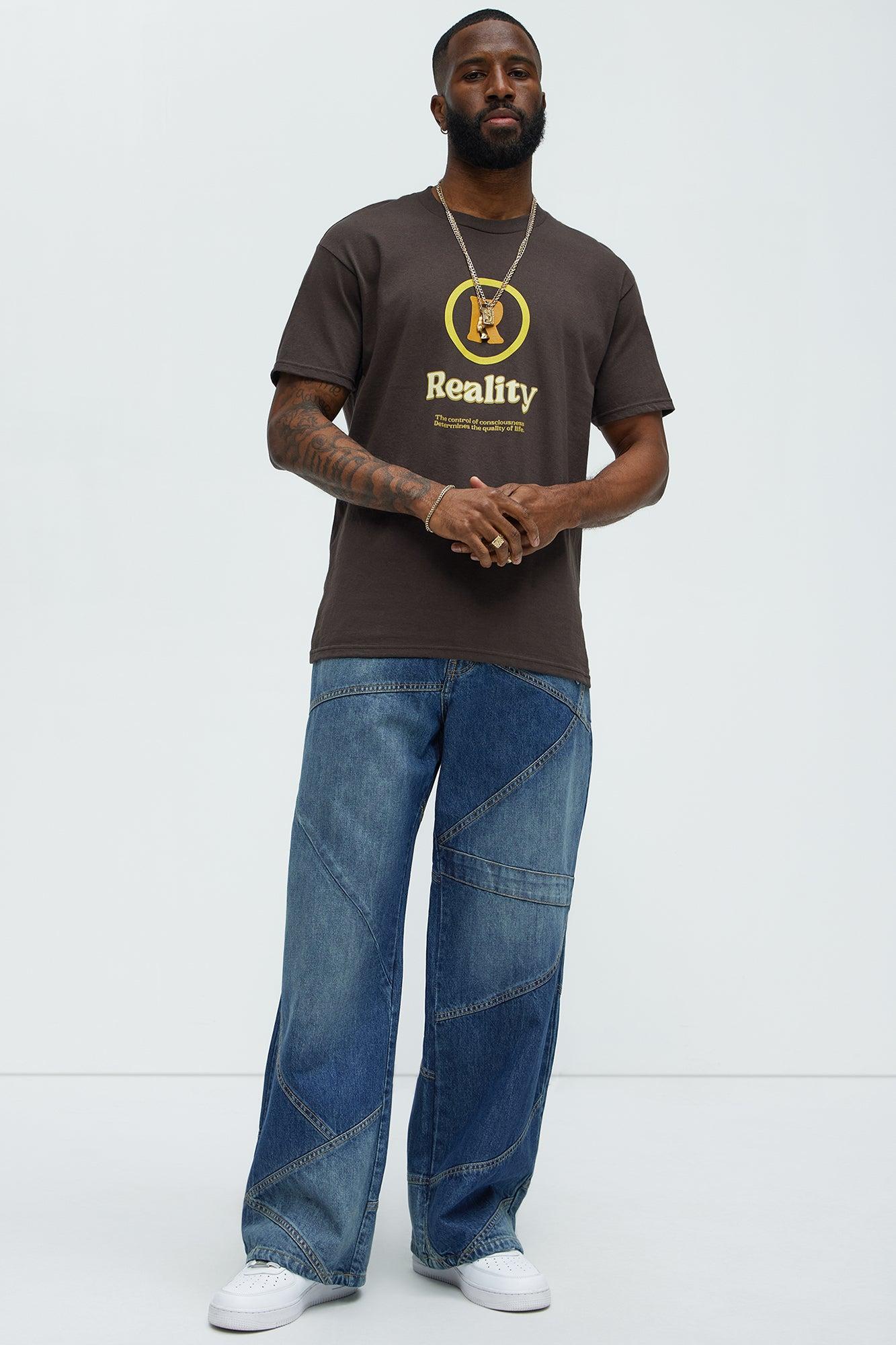 Tonal Patchwork Baggy Jeans - Medium Wash Product Image