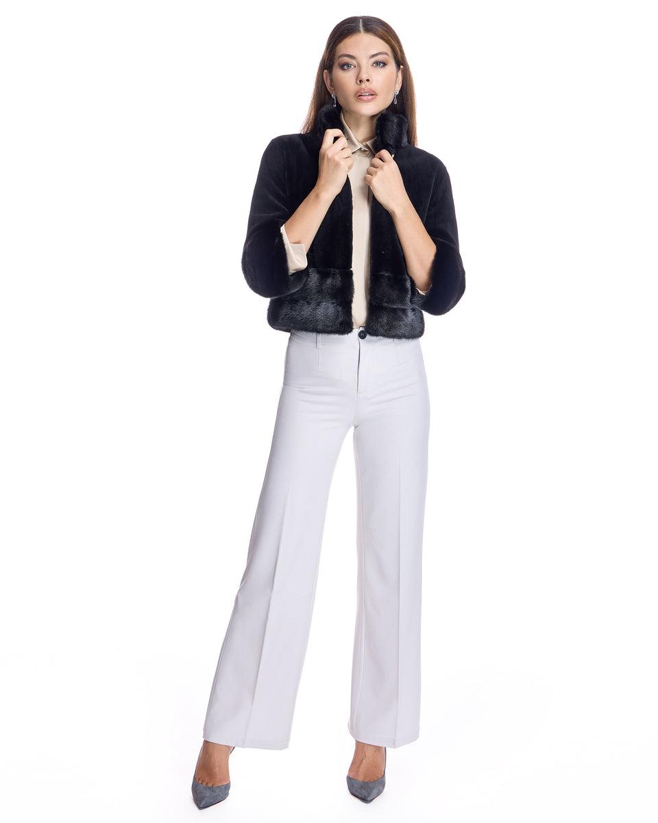 Sheared Mink Bolero With Long Hair trim Product Image