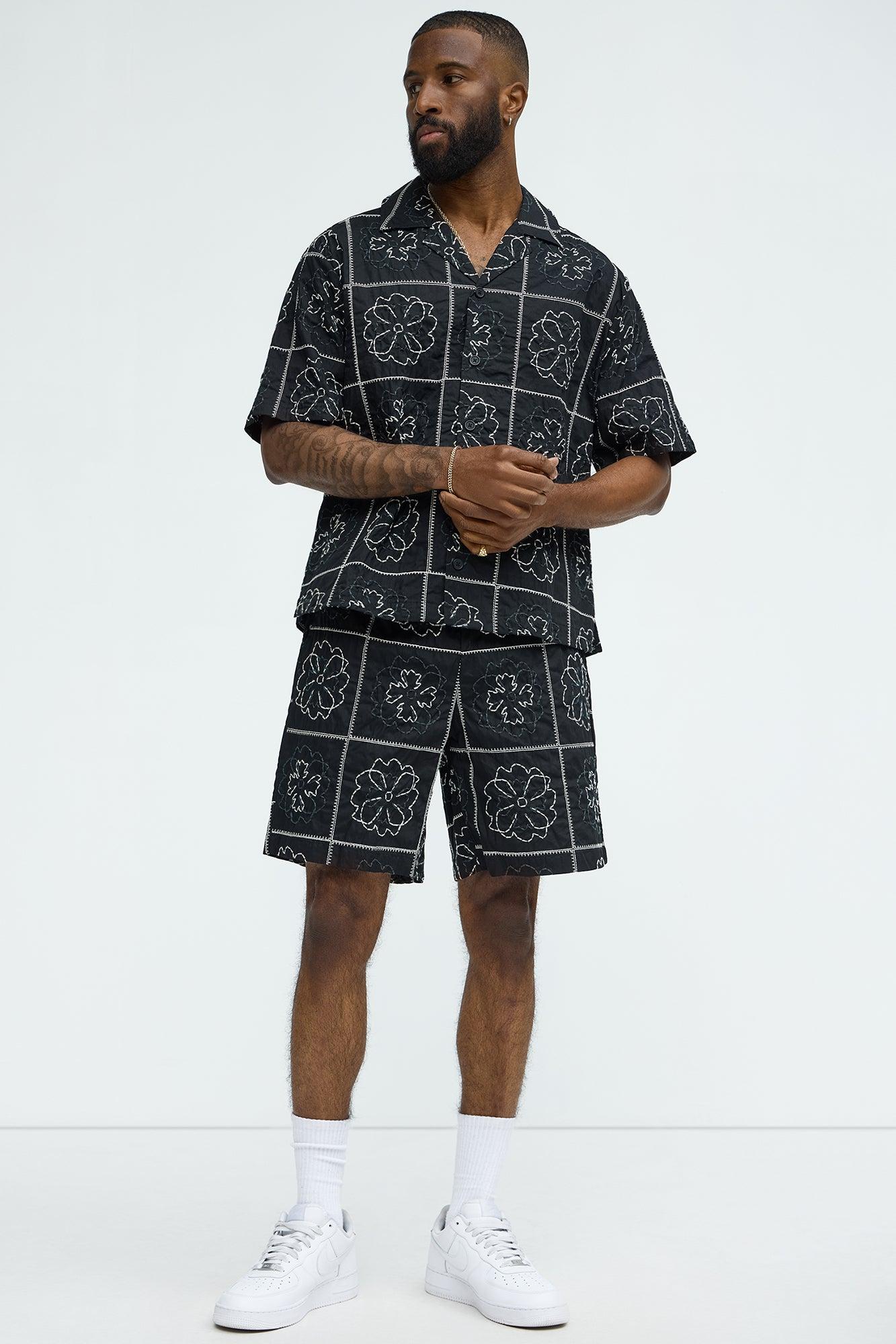 Tropical Bloom Cotton Shorts - Black/combo Product Image