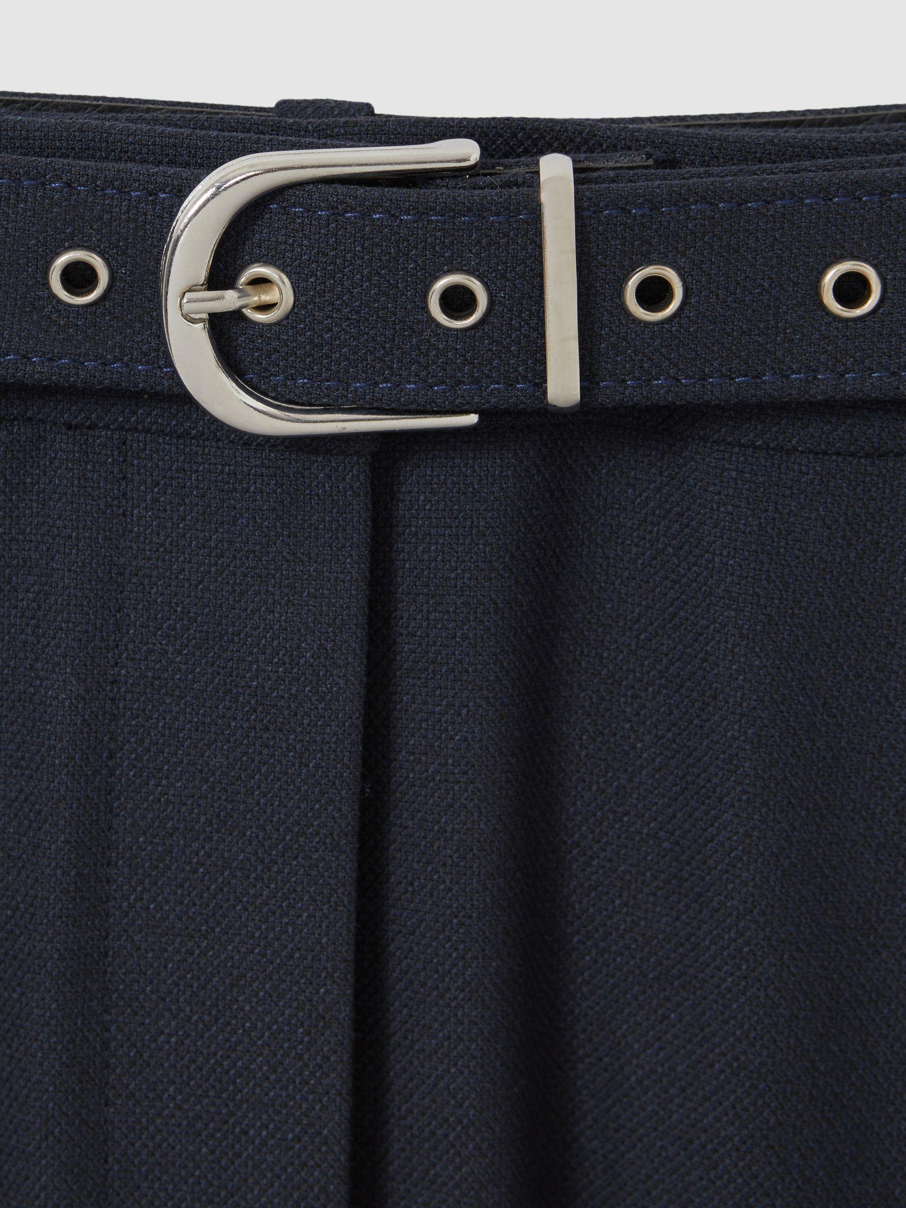 Tapered Belted Trousers in Navy Product Image