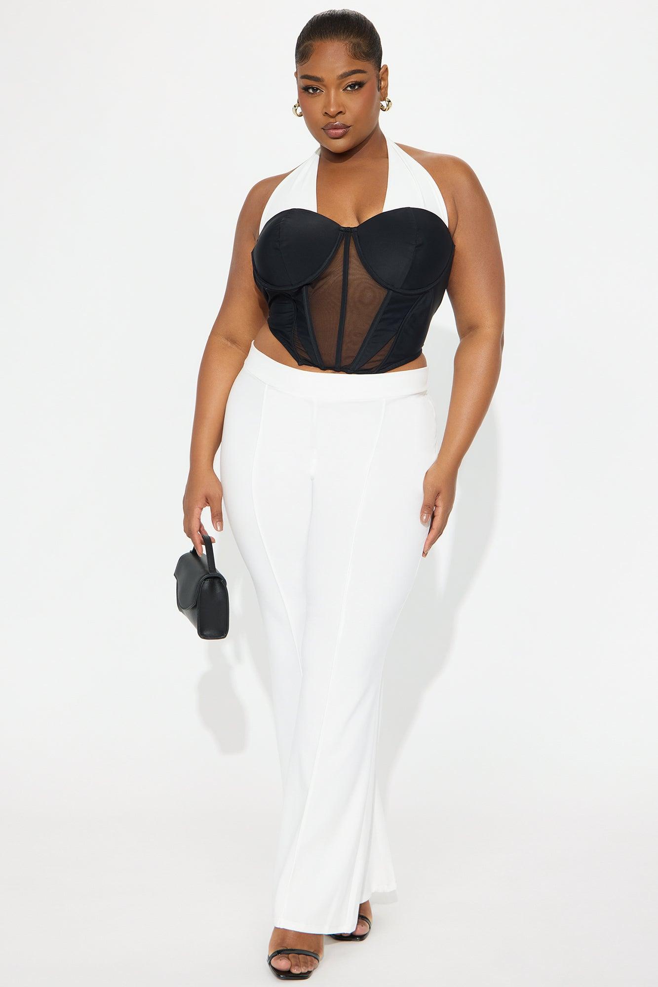 Endless Grace Corset Halter Top - Black/White Product Image