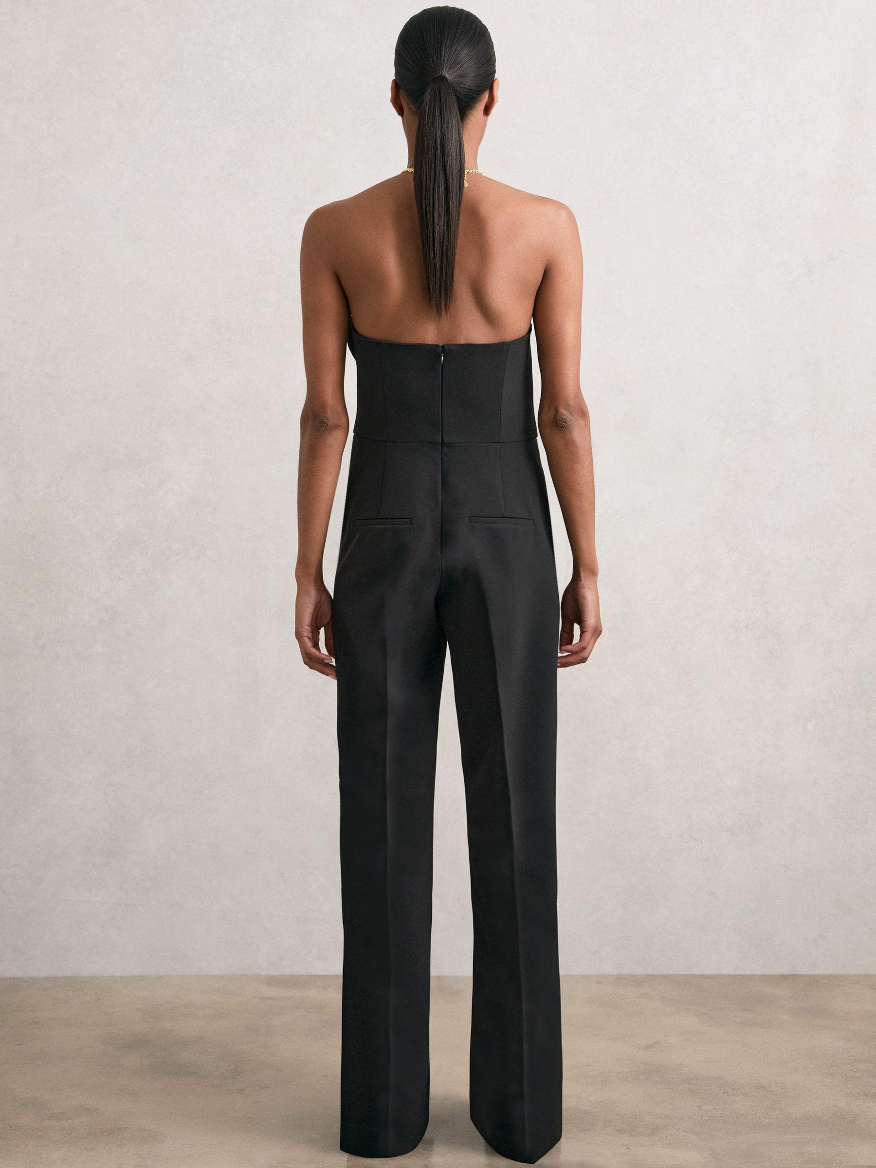 Structured Strapless Wide-Leg Jumpsuit in Black Product Image