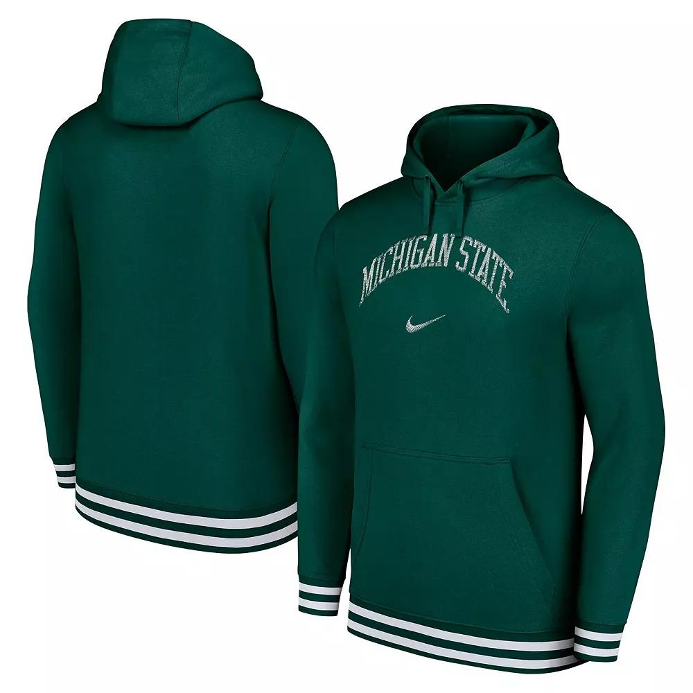 Men's Nike Green Michigan State Spartans DistressedÂ Sketch Retro Fitted Pullover Hoodie,  Product Image