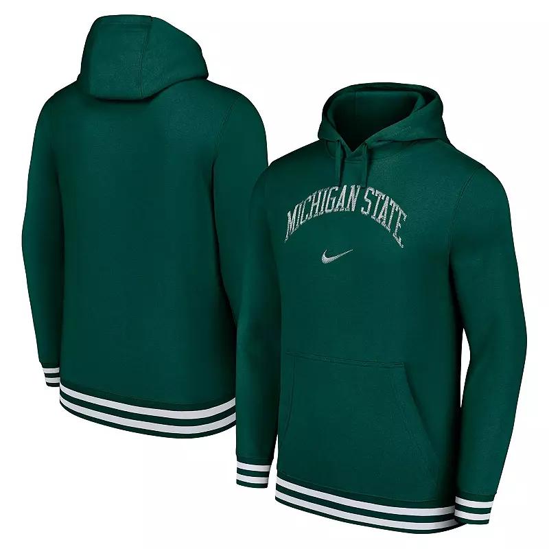 Men's Nike Green Michigan State Spartans DistressedÂ Sketch Retro Fitted Pullover Hoodie,  Product Image