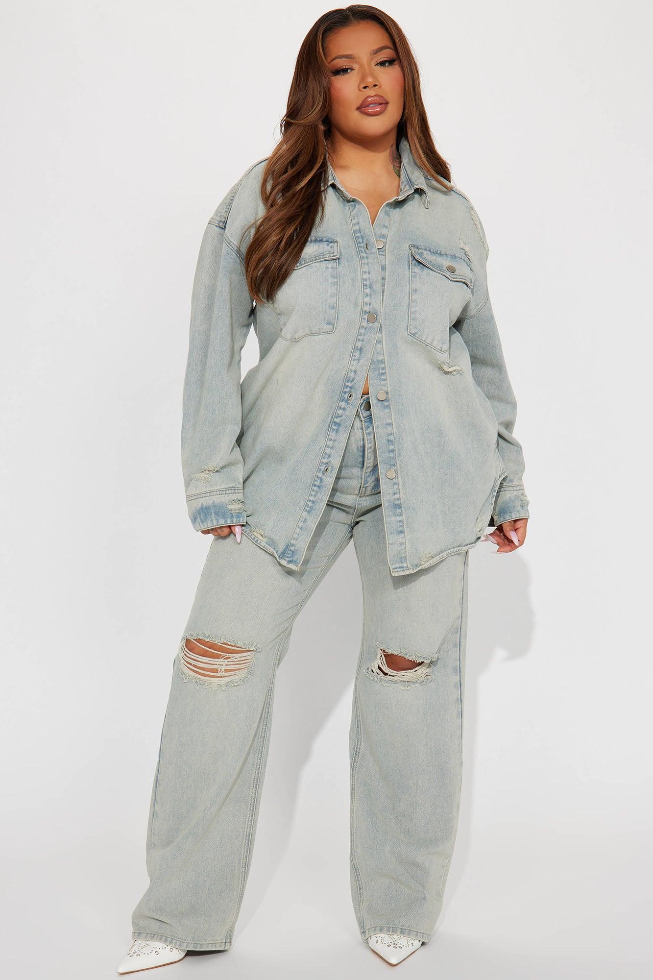 Far Away Tinted Non Stretch Straight Leg Jeans - Light Wash Product Image