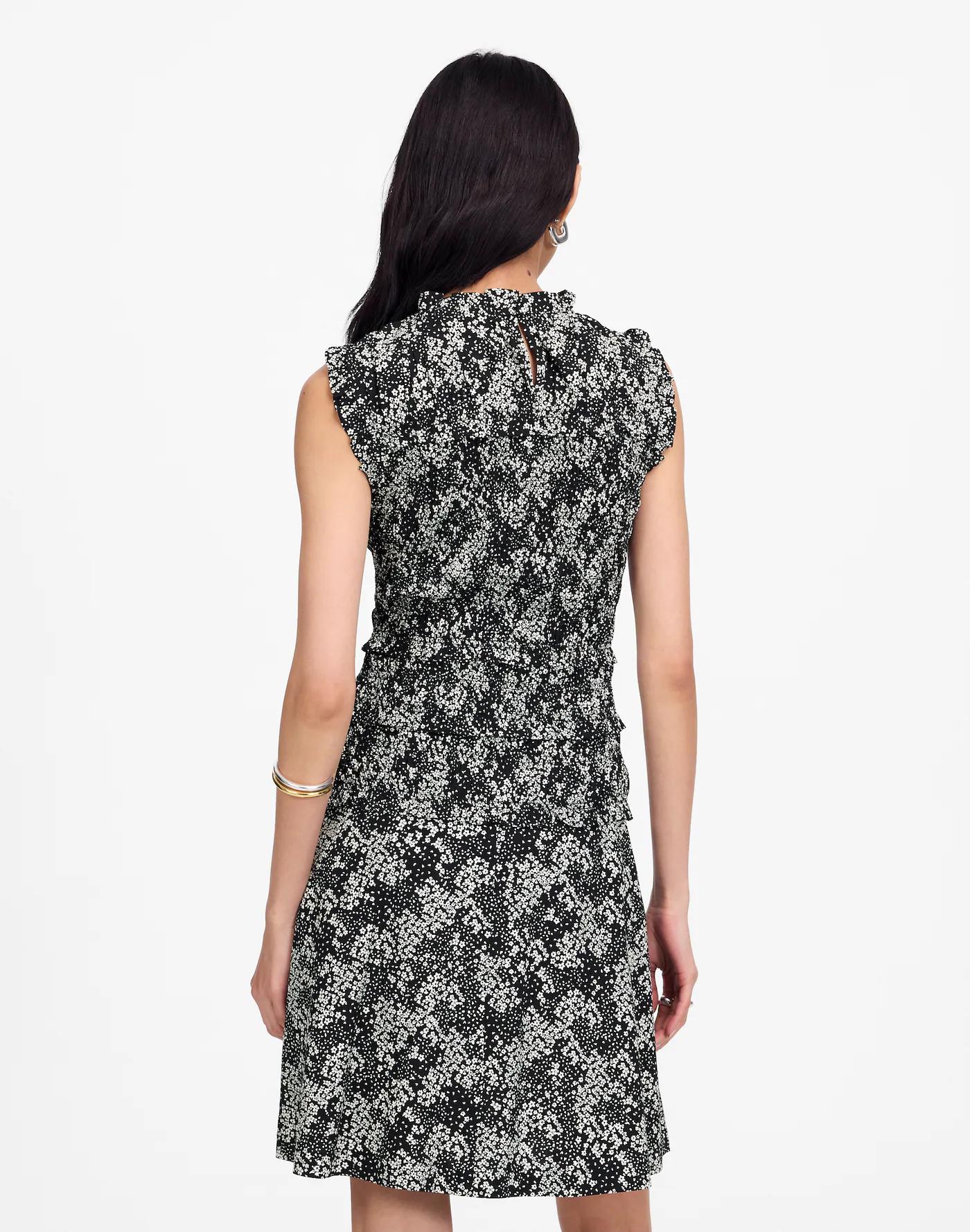 Smocked Crewneck Mini Dress in Floral Product Image