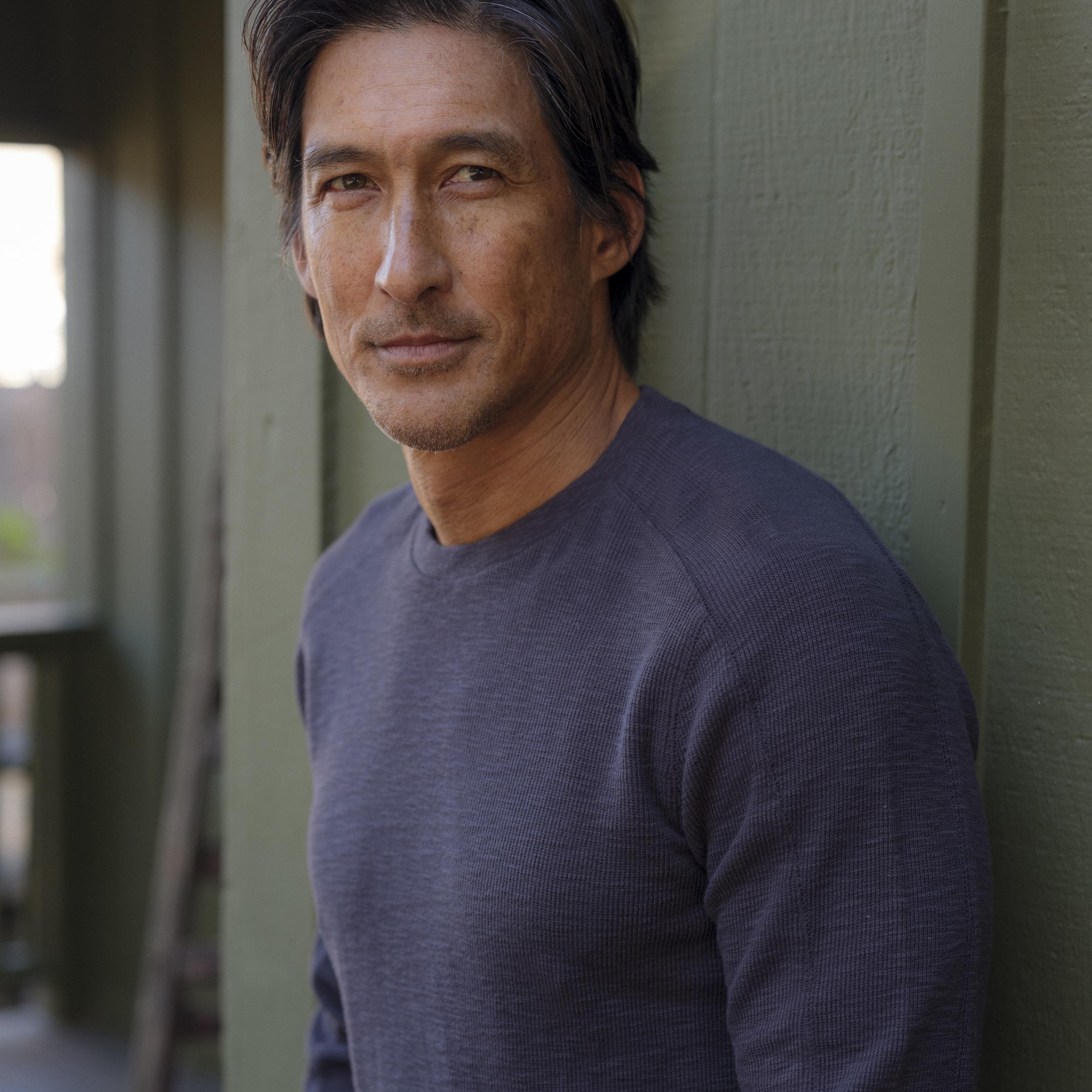 Clint Waffle Cotton Crew - Dark Navy Product Image