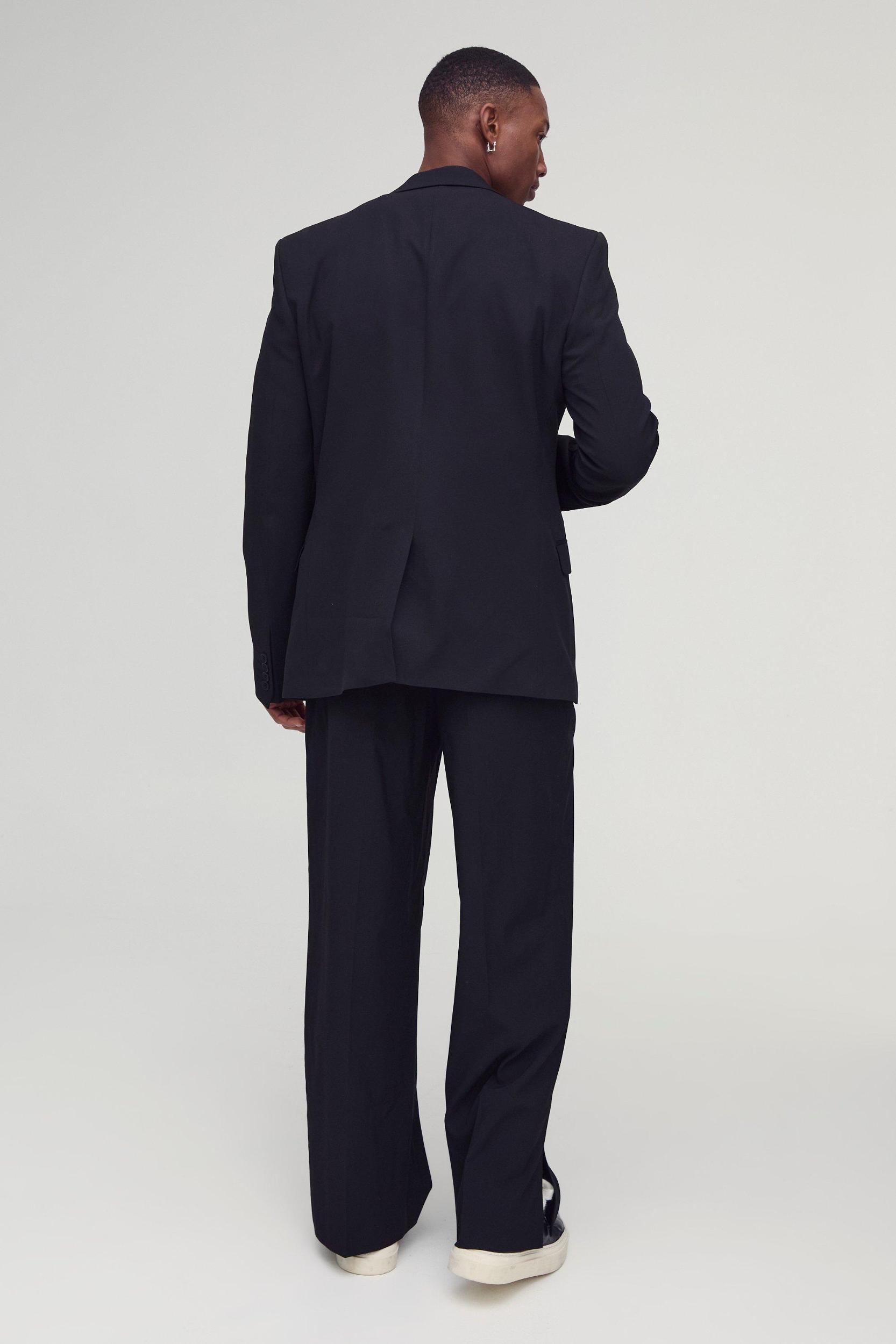 Elastic Waist Split Hem Wide Leg Tailored Pants | boohooMAN USA Product Image