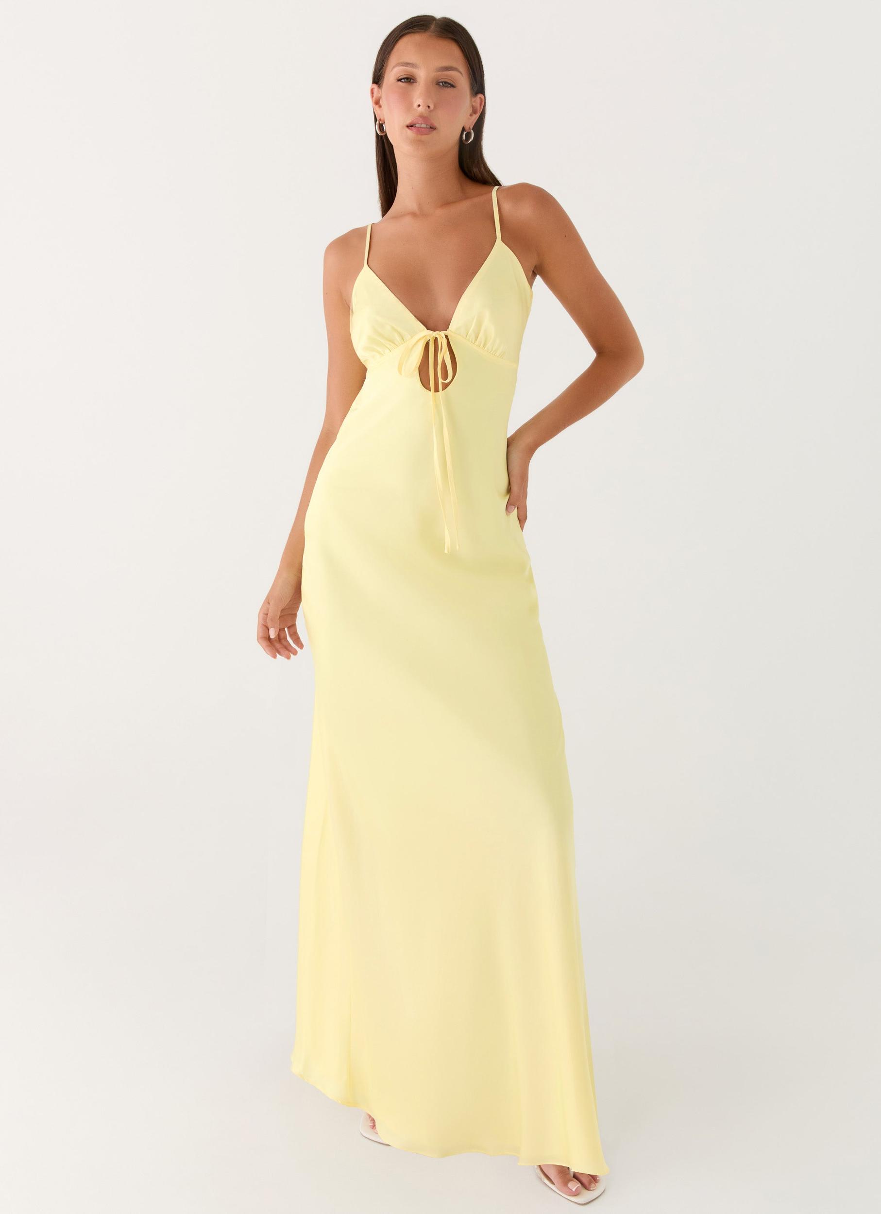 Flora Satin Maxi Dress - Lemon Product Image