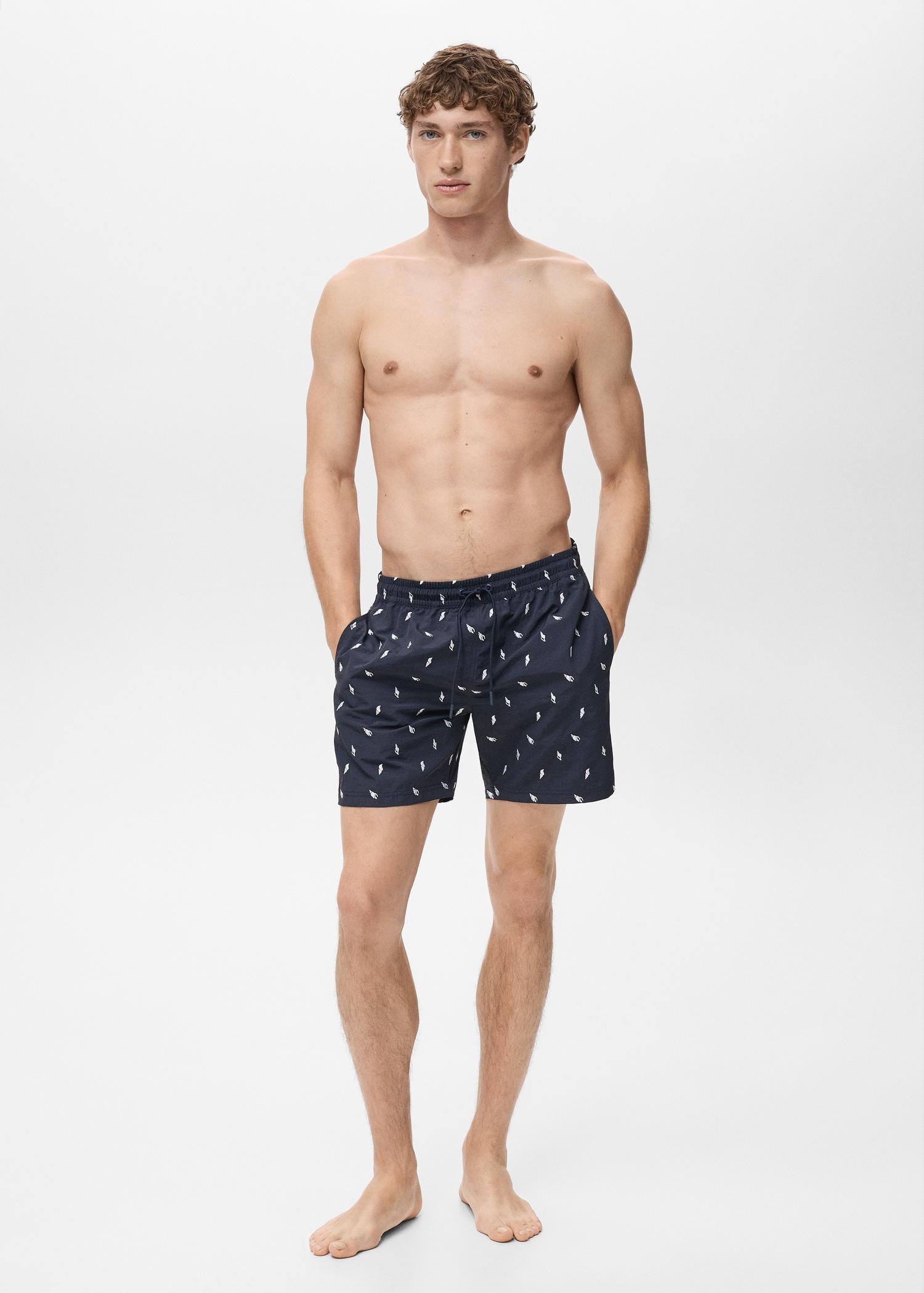 Seashell print swimsuit - Men | MANGO USA Product Image