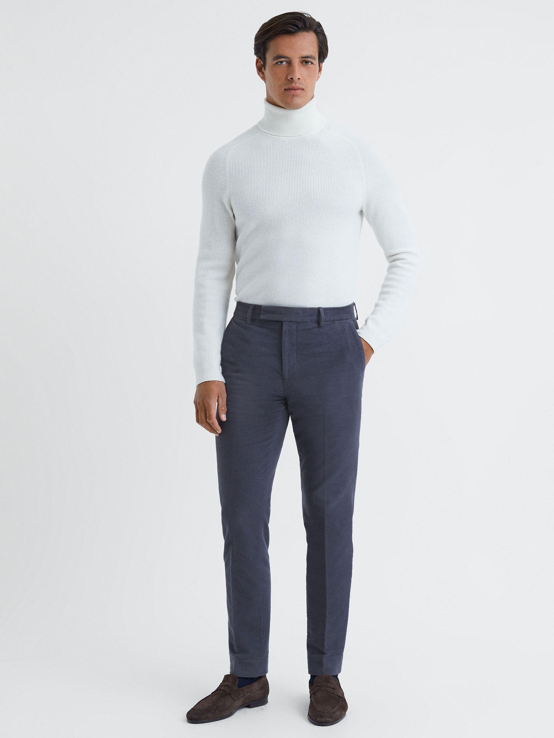 Slim Fit Moleskin Trousers in Airforce Blue Product Image