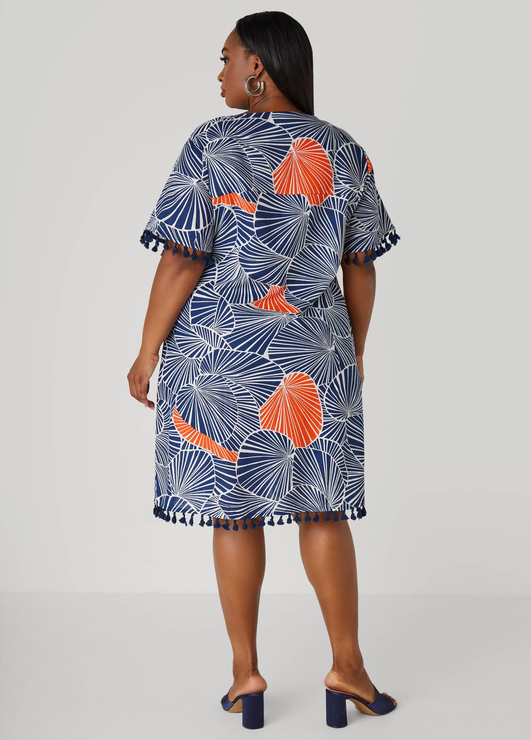 Tasseled Leaf Print Dress Product Image