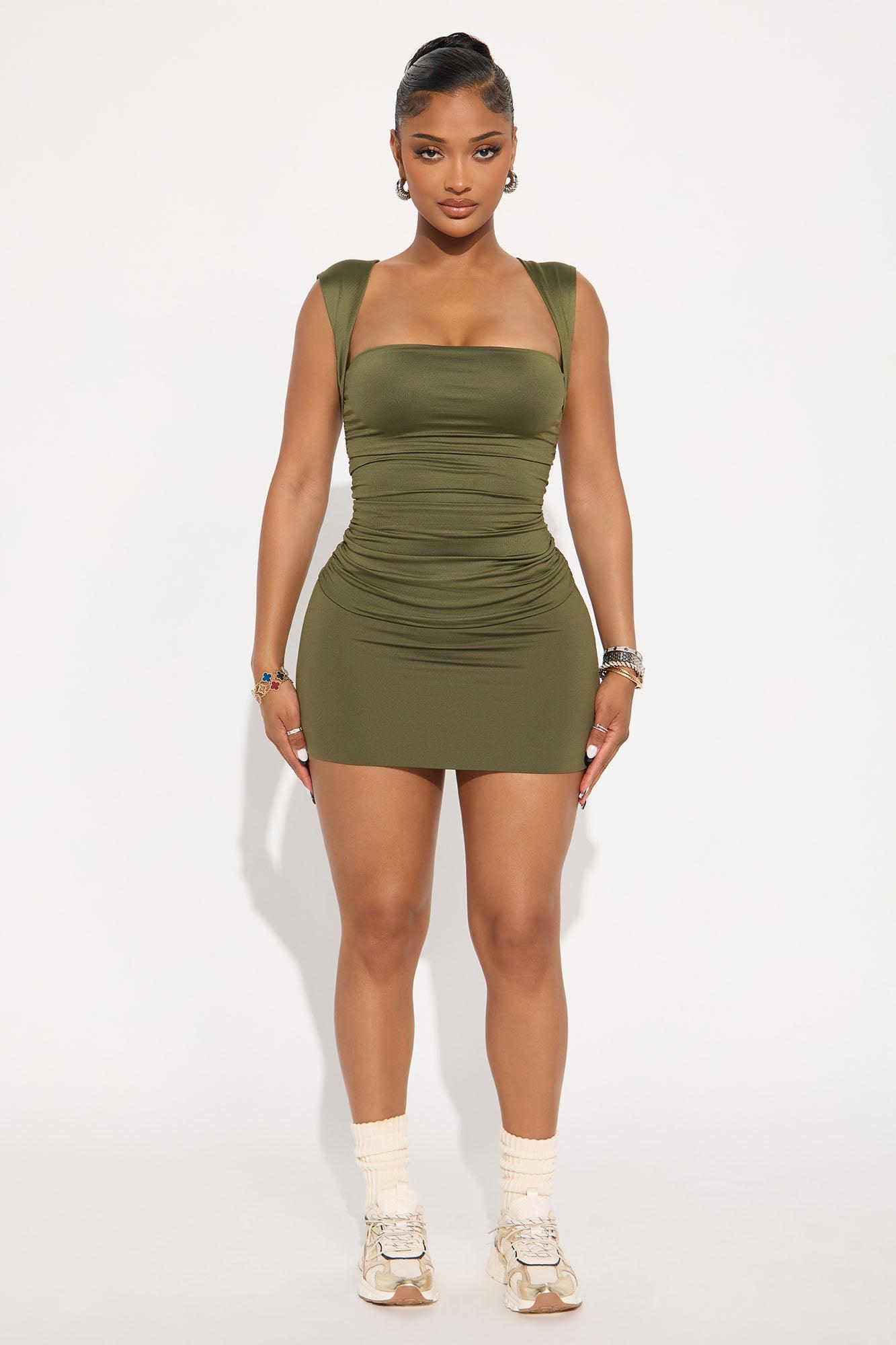 Contour Double Lined Mini Skirt - Military Green Female Product Image