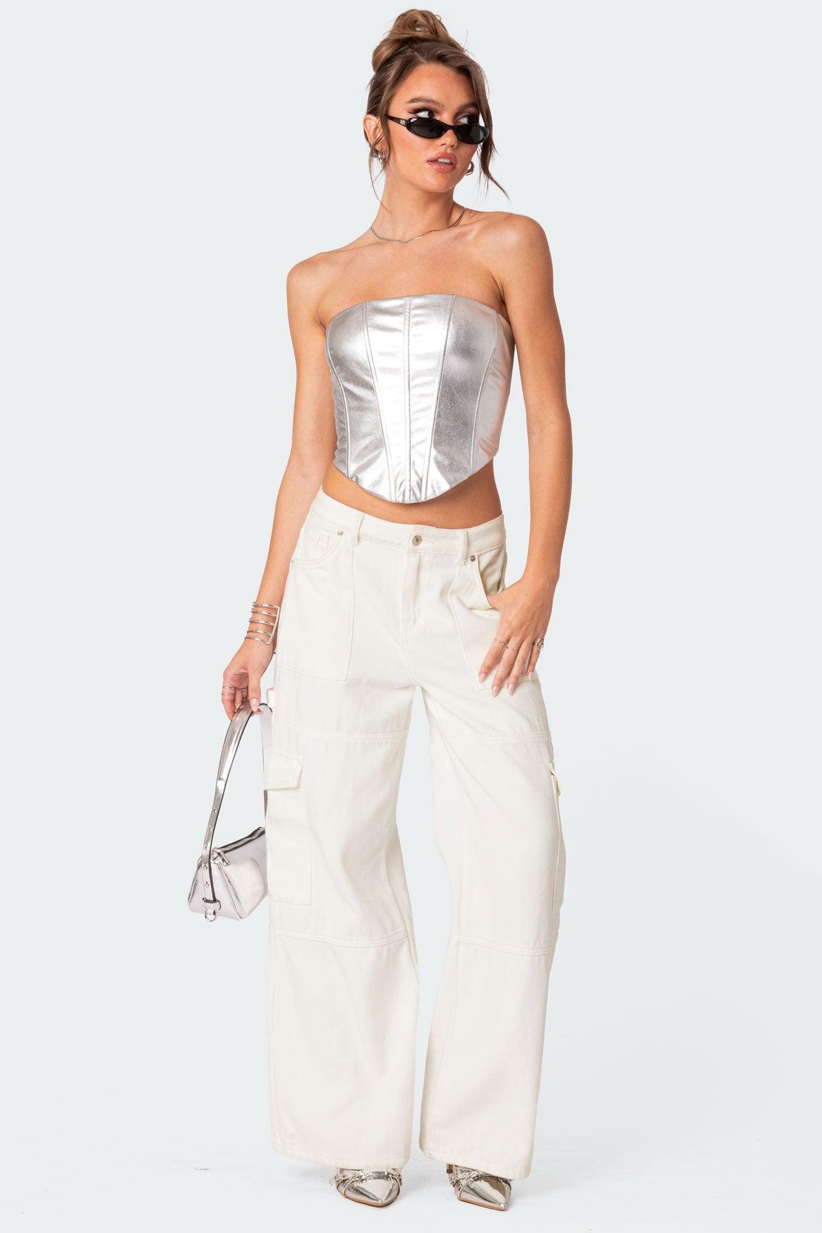 Mabel Metallic Faux Leather Corset Product Image