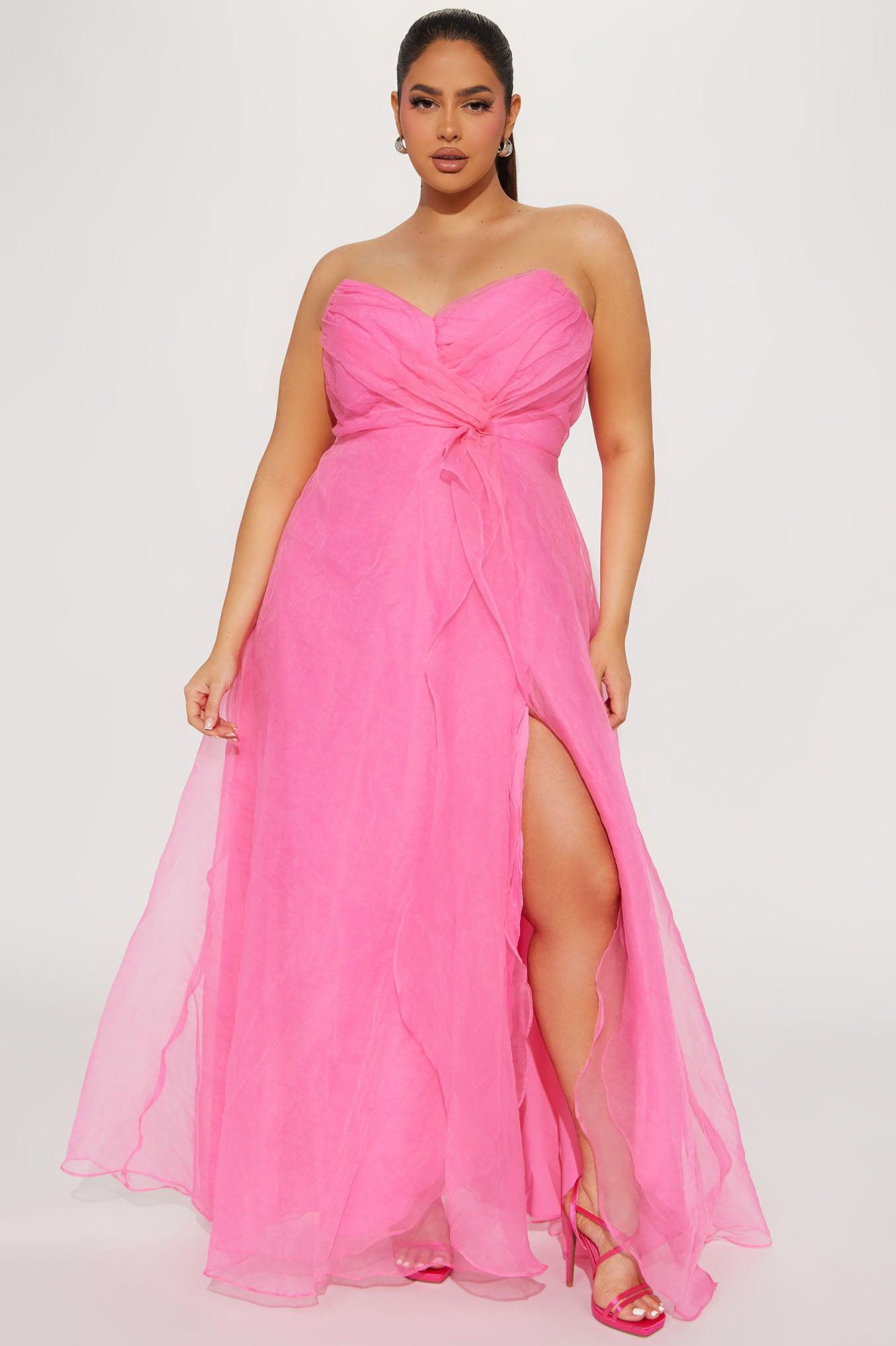Evelyn Taffeta Gown - Hot Pink Product Image