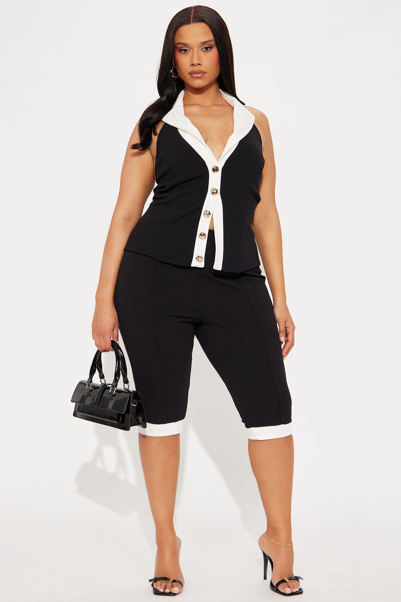Viola Vest And Capri Set - Black/White Product Image