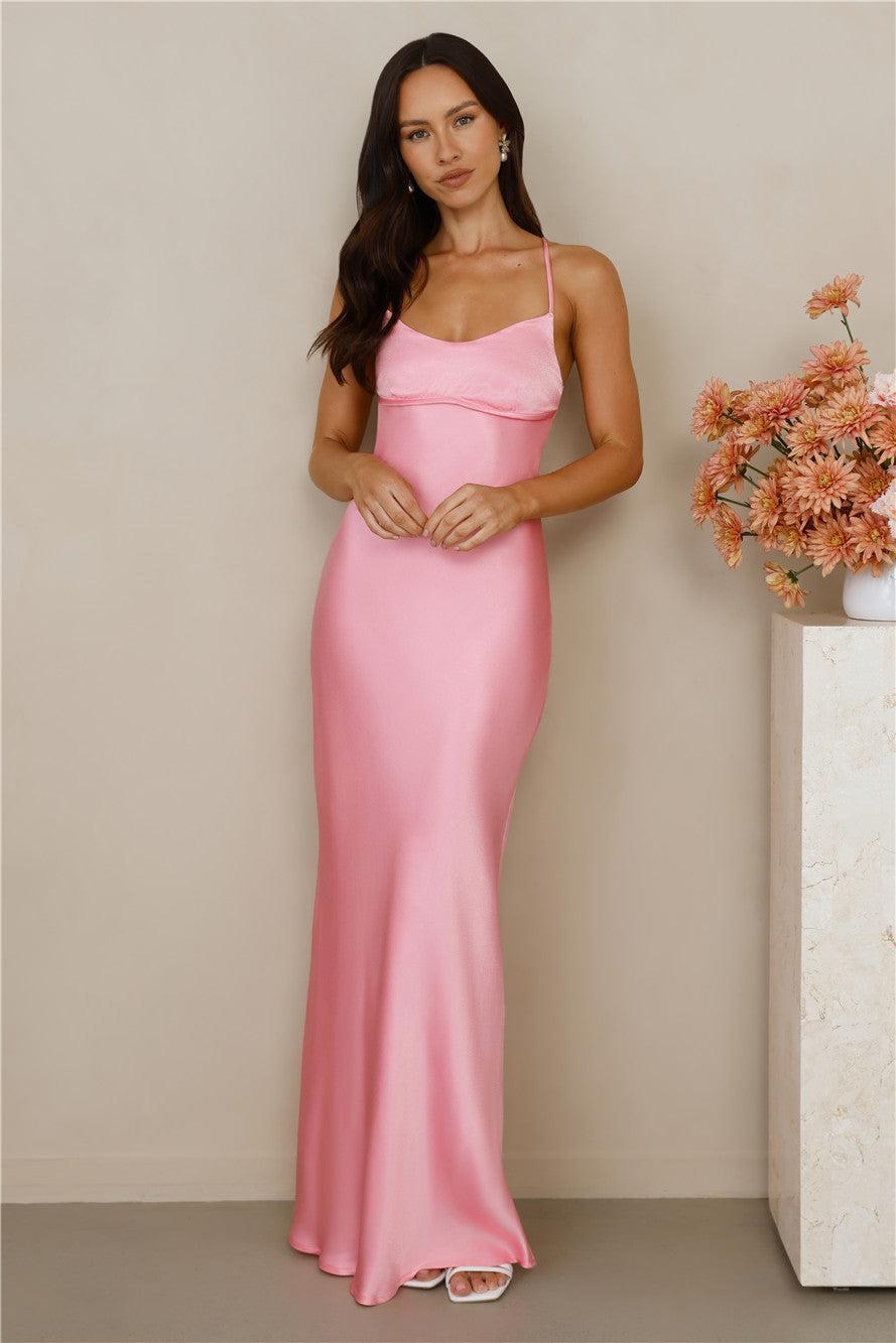 The Samara Satin Maxi Dress Candy Product Image