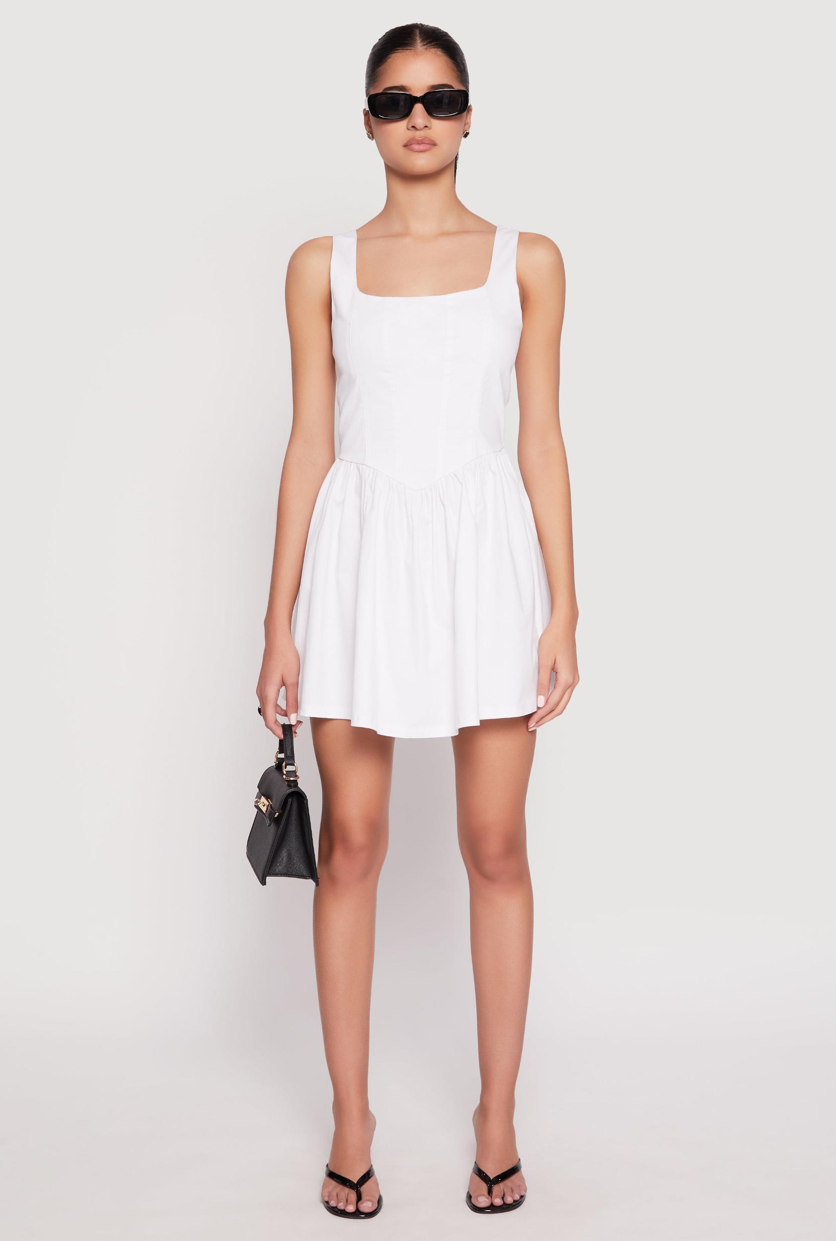 Womens Corset Ruched Mini Skater Dress Product Image