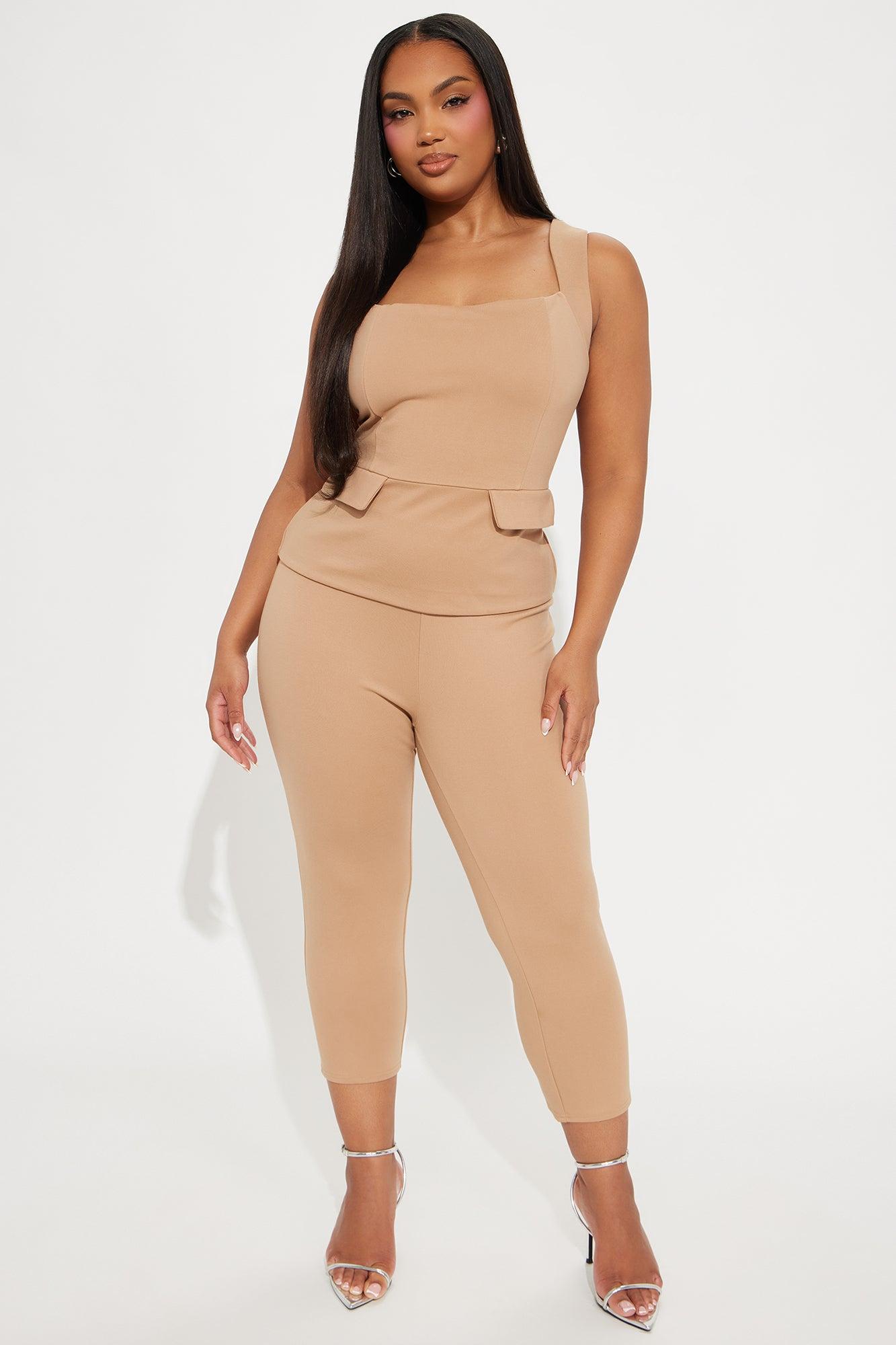 The Mia Double Lined Ponte Capri Set - Tan Product Image