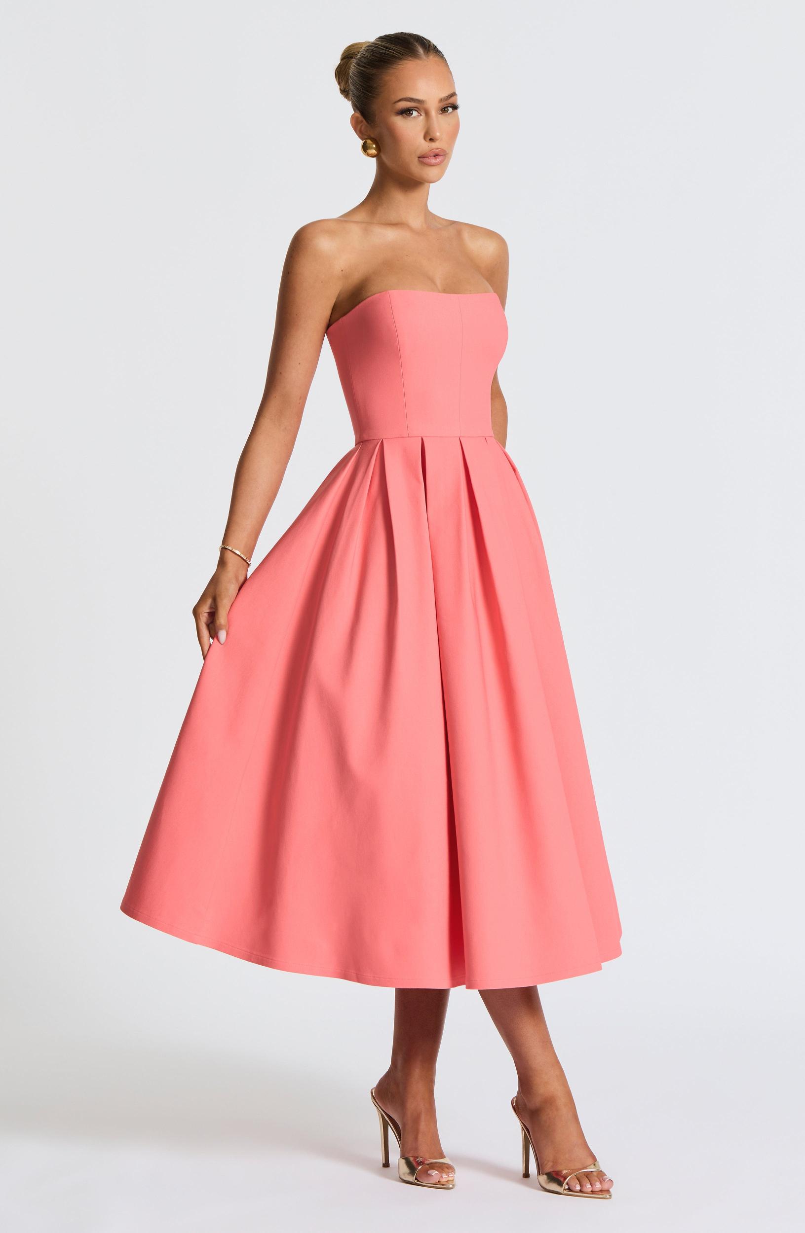 Edith Midi Dress - Coral Pink Product Image