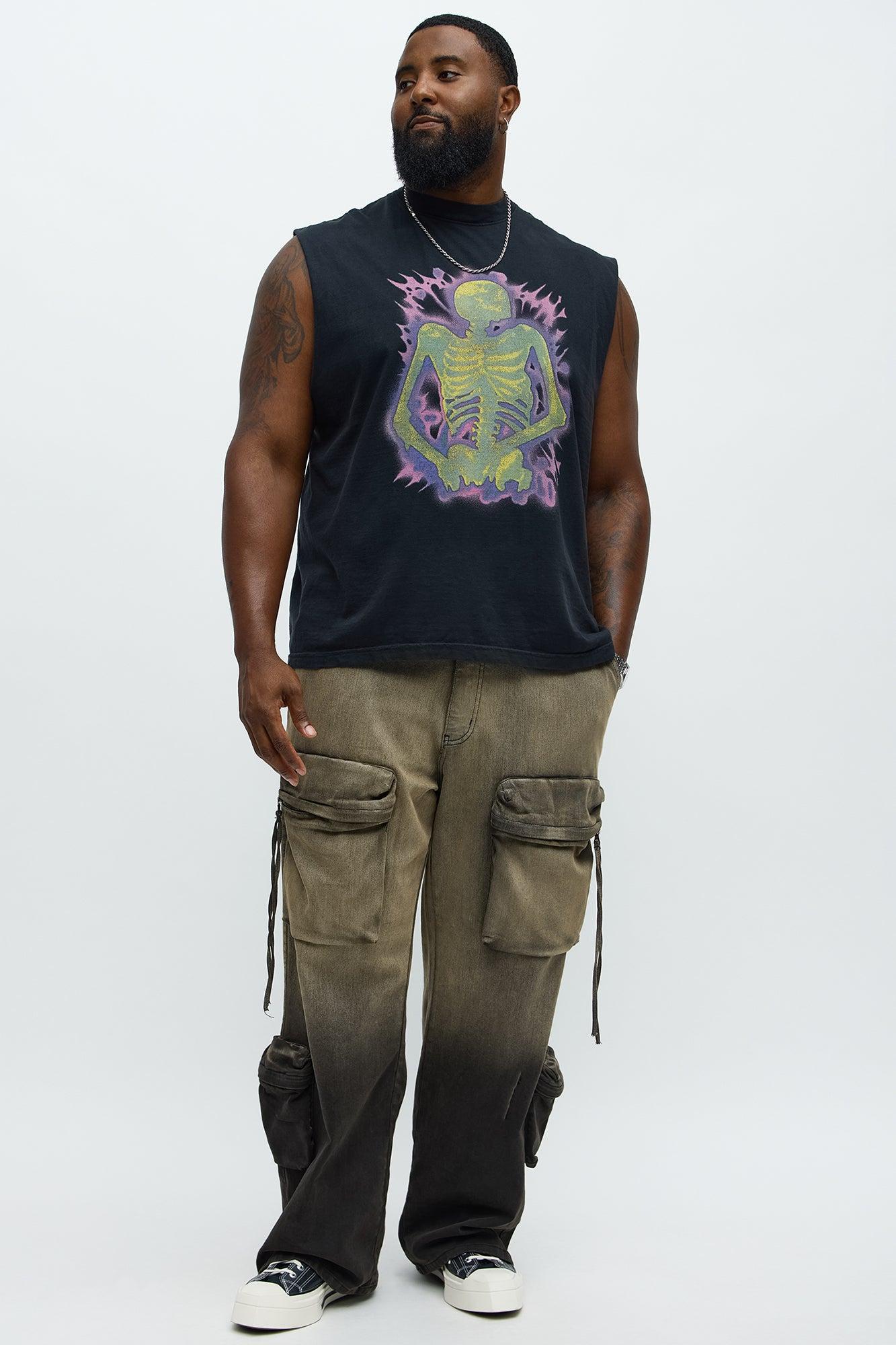 Big Aura Muscle Tee - Black Wash Male Product Image