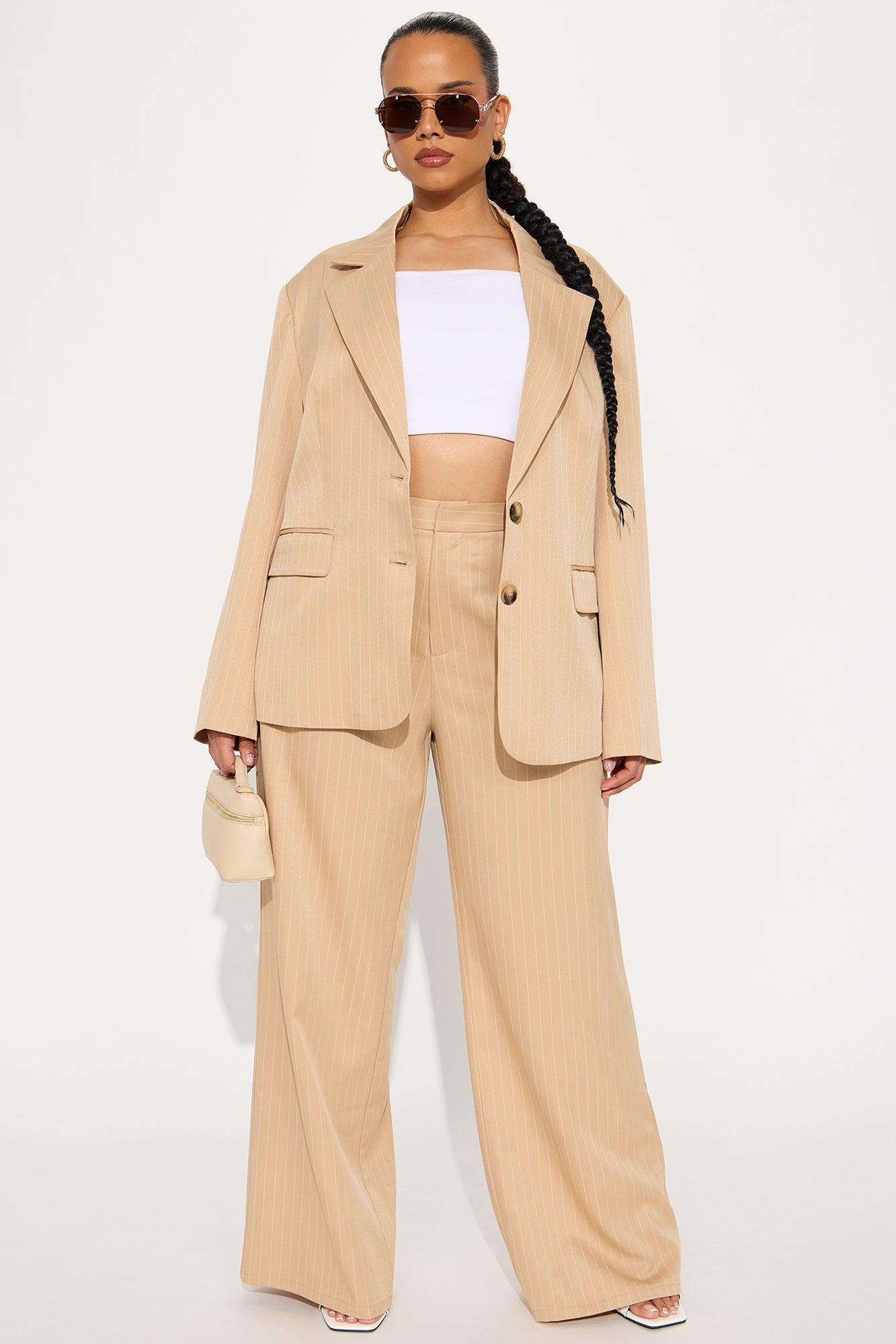 Kelsey Pinstripe Trouser - Tan Product Image