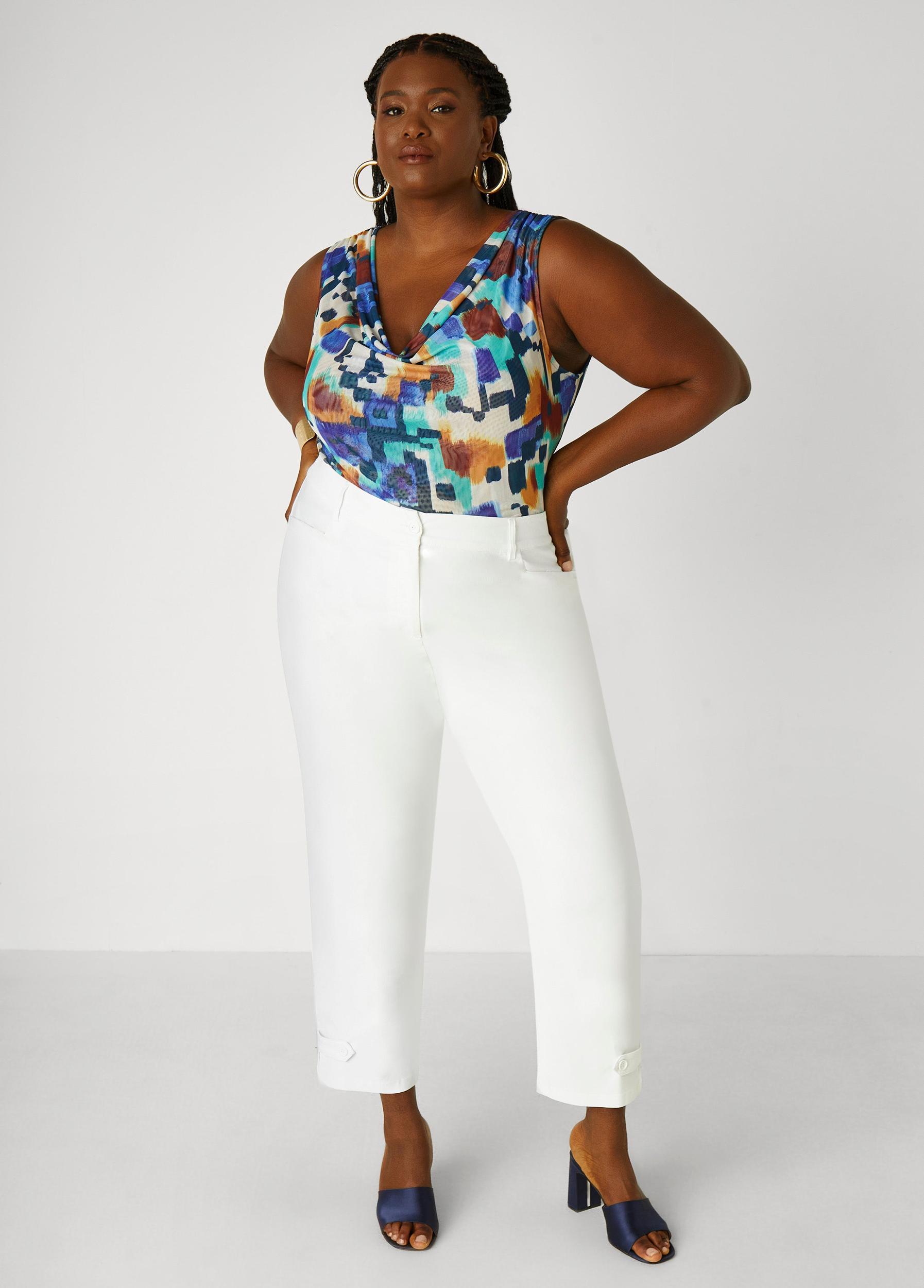 Plus Size Cowl Neck Printed Mesh Top Ashley Stewart Product Image